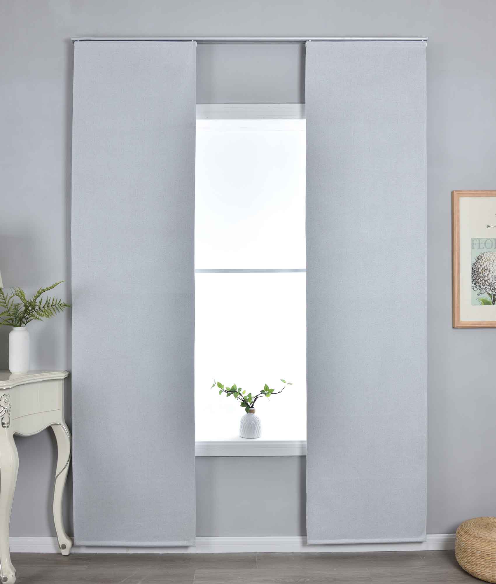 2er Set Flächenvorhänge mit Paneelwagen 100% Verdunkelung Blackout »München Dark« Paneelwagen Dreischichtige Bindung 202410P-2 Stein Schiebegardine 202410P-2stein_92dbdae7-41e1-49f4-b06a-62088b10f7cb | Gardinenbox.de