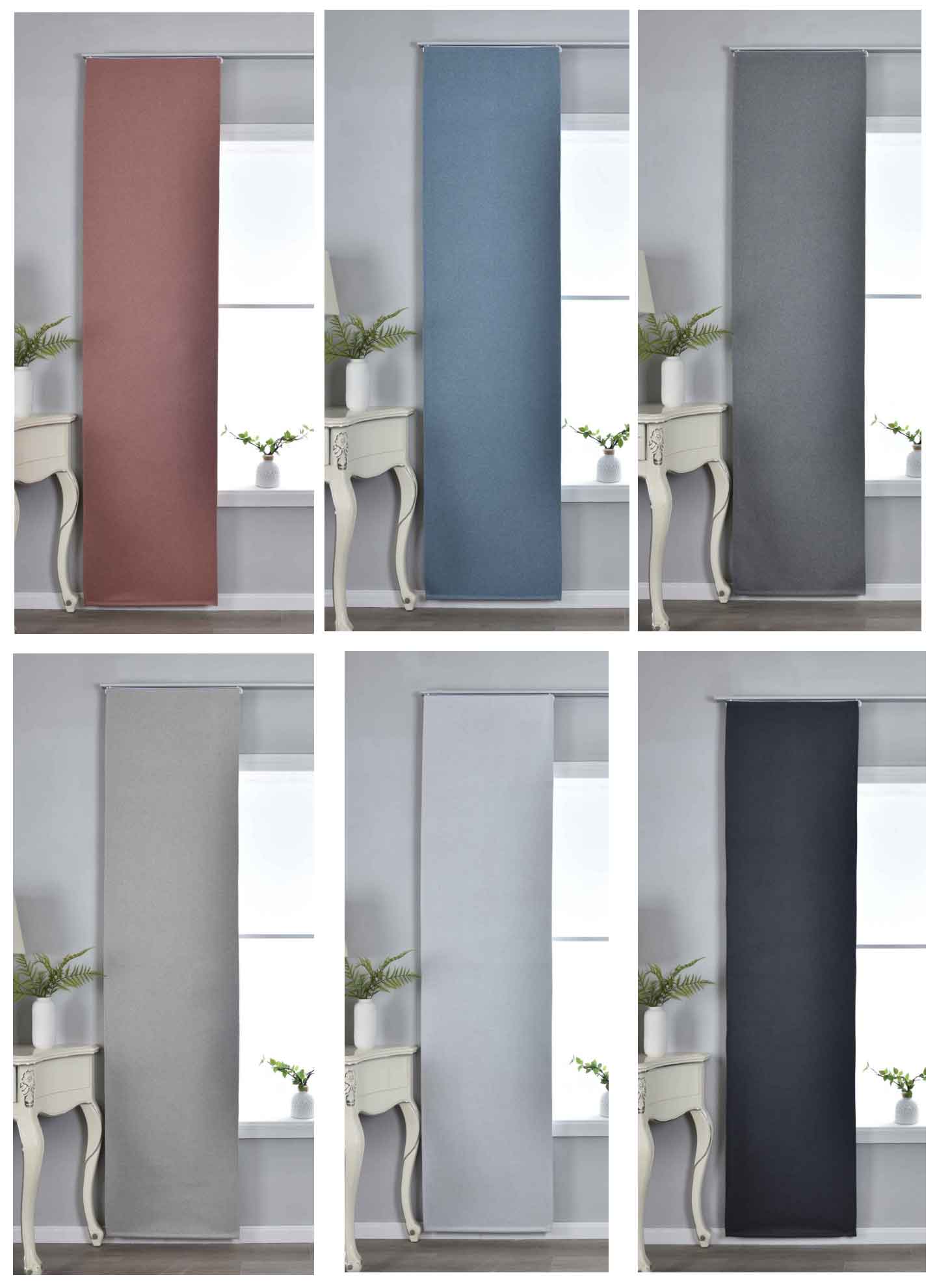 2er Set Flächenvorhänge mit Paneelwagen 100% Verdunkelung Blackout »München Dark« Paneelwagen Dreischichtige Bindung 202410P-2 Schiebegardine 202410P-2var | Gardinenbox.de