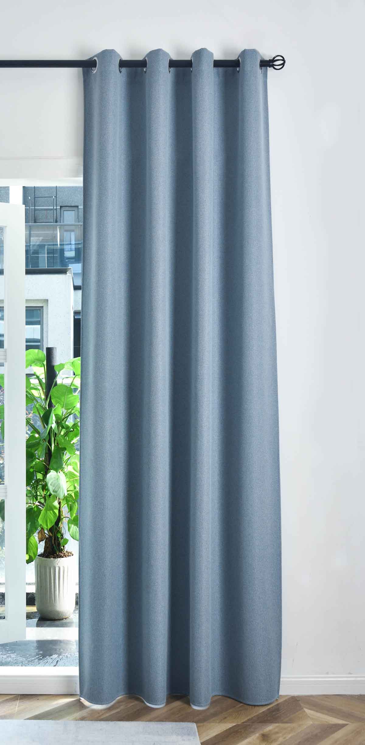 Verdunkelungsvorhang Ösen Raffhalter 100% Verdunkelung Blackout »München Dark« Dreischichtige Bindung Fischgrätmuster 202410 Blau HxB 225x145 cm Vorhang 202410blau_db511713-13bd-4e75-b3f7-ba3b94bc23dd | Gardinenbox.de