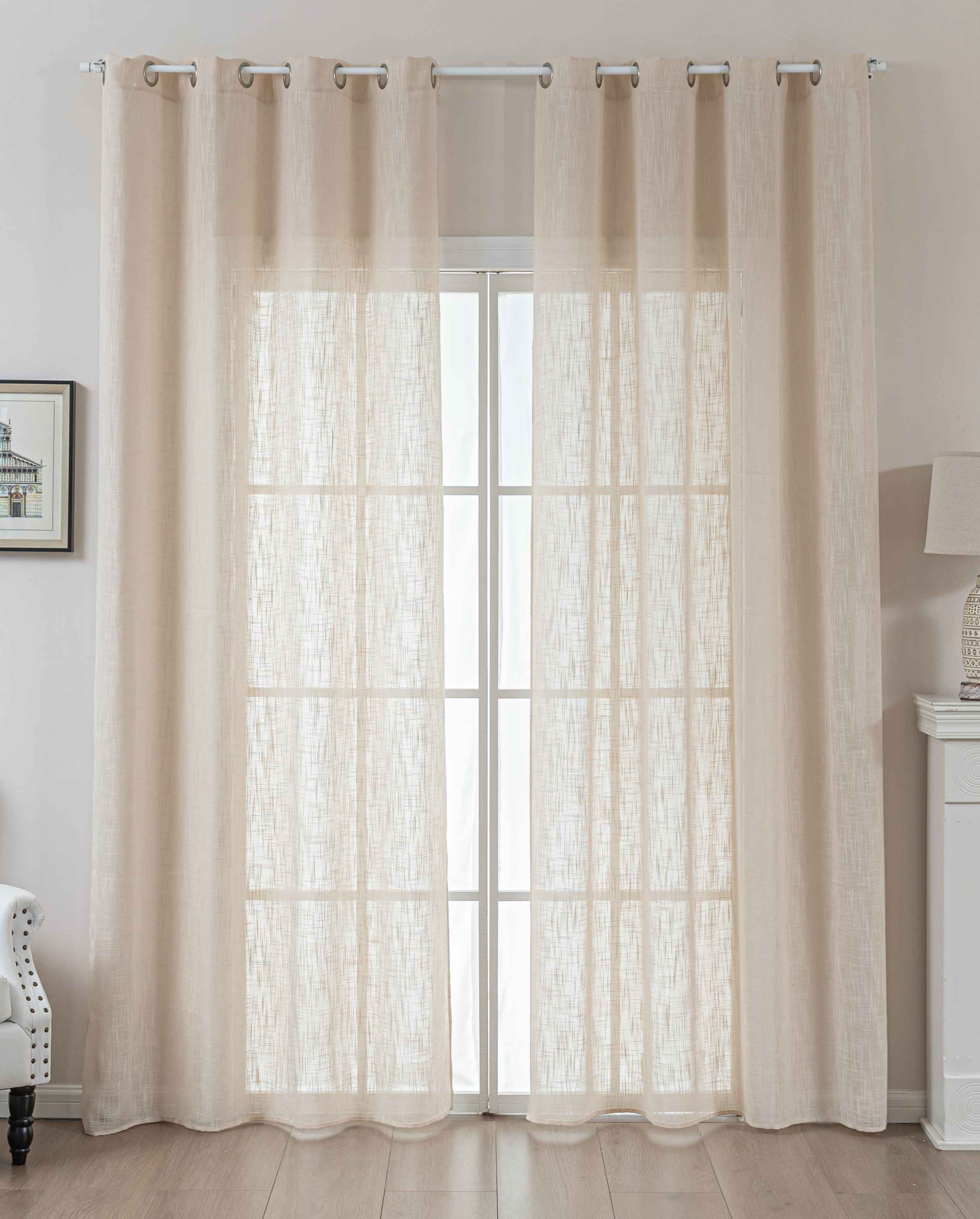 2er Set Gardinen Ösen Grobfaser »Seoul« Ösen Linenlook-Struktur Uni Halbransparent Blickdicht 2024110-2 Beige Gardinenschal 2024110-2beige | Gardinenbox.de