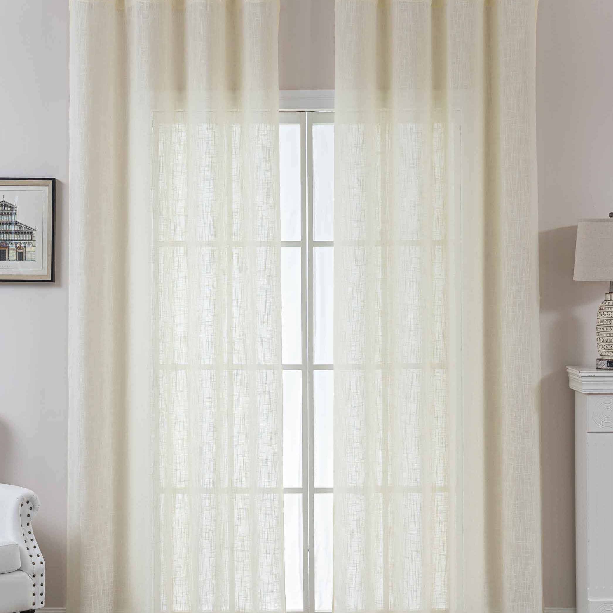 2er Set Gardinen Ösen Grobfaser »Seoul« Ösen Linenlook-Struktur Uni Halbransparent Blickdicht 2024110-2 Creme Gardinenschal 2024110-2creme | Gardinenbox.de