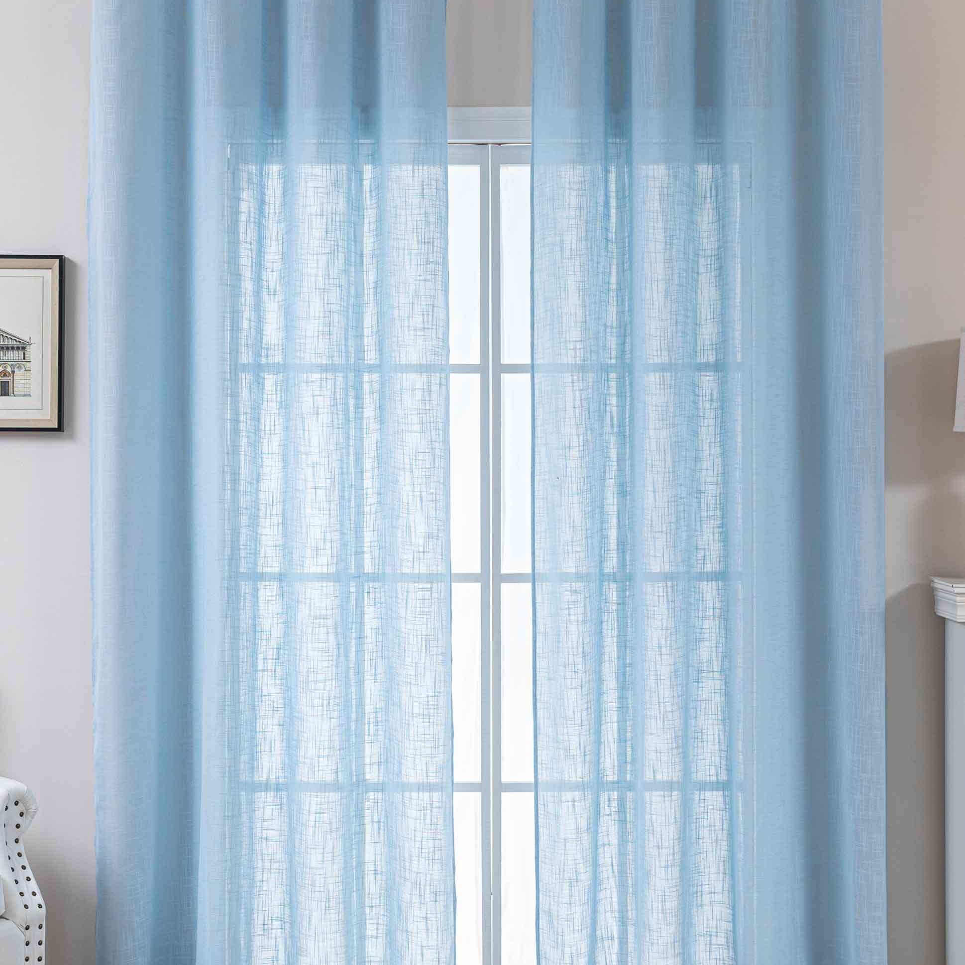 2er Set Gardinen Ösen Grobfaser »Seoul« Ösen Linenlook-Struktur Uni Halbransparent Blickdicht 2024110-2 Hellblau Gardinenschal 2024110-2hellblau | Gardinenbox.de