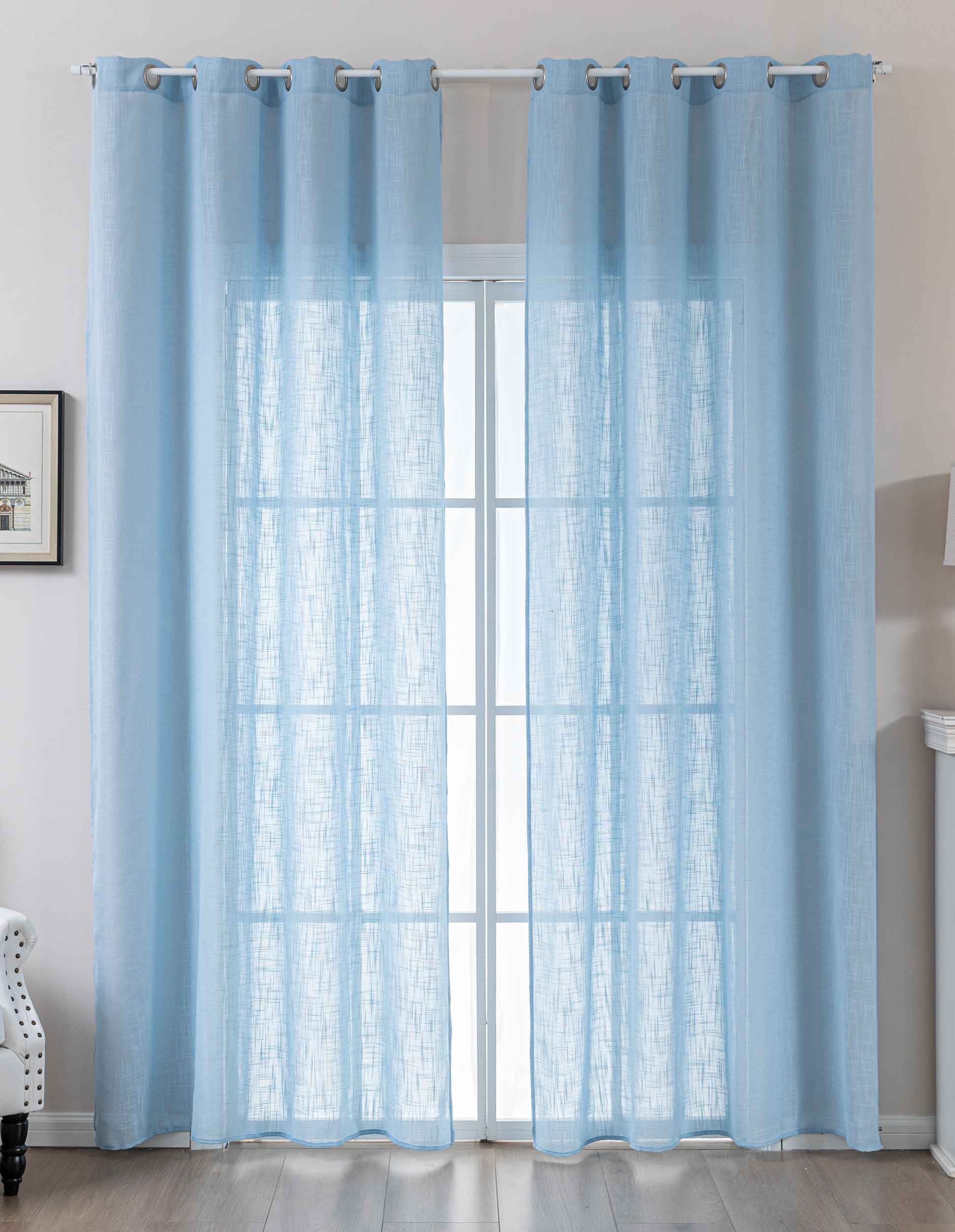 2er Set Gardinen Ösen Grobfaser »Seoul« Ösen Linenlook-Struktur Uni Halbransparent Blickdicht 2024110-2 Hellblau Gardinenschal 2024110-2hellblau | Gardinenbox.de