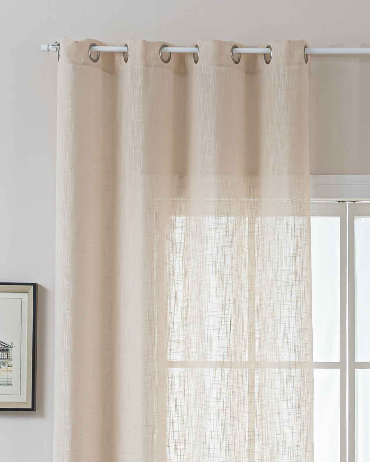 Gardine Ösen Grobfaser »Seoul« Ösen Linenlook-Struktur Uni Halbransparent Blickdicht 2024110 Gardinenschal 2024110beige | Gardinenbox.de
