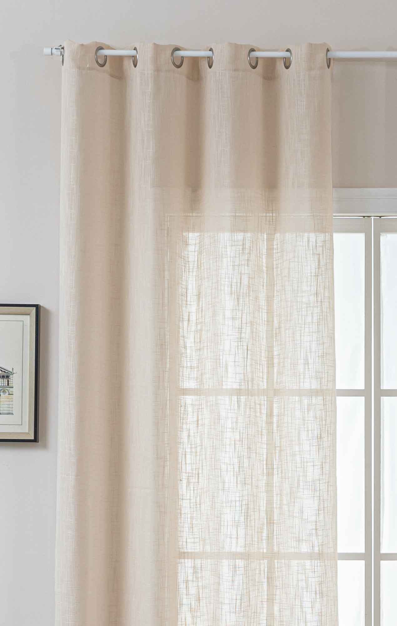 Gardine Ösen Grobfaser »Seoul« Ösen Linenlook-Struktur Uni Halbransparent Blickdicht 2024110 Gardinenschal 2024110beige | Gardinenbox.de