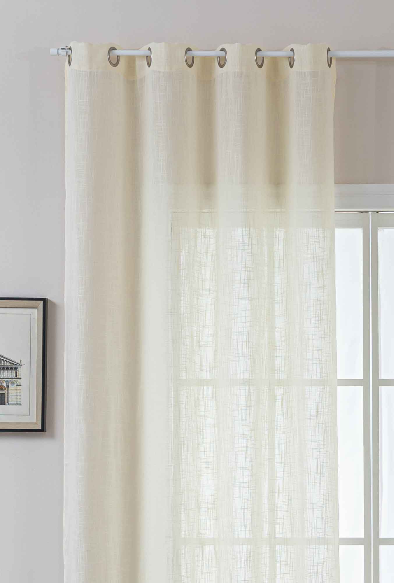 Gardine Ösen Grobfaser »Seoul« Ösen Linenlook-Struktur Uni Halbransparent Blickdicht 2024110 Gardinenschal 2024110creme | Gardinenbox.de