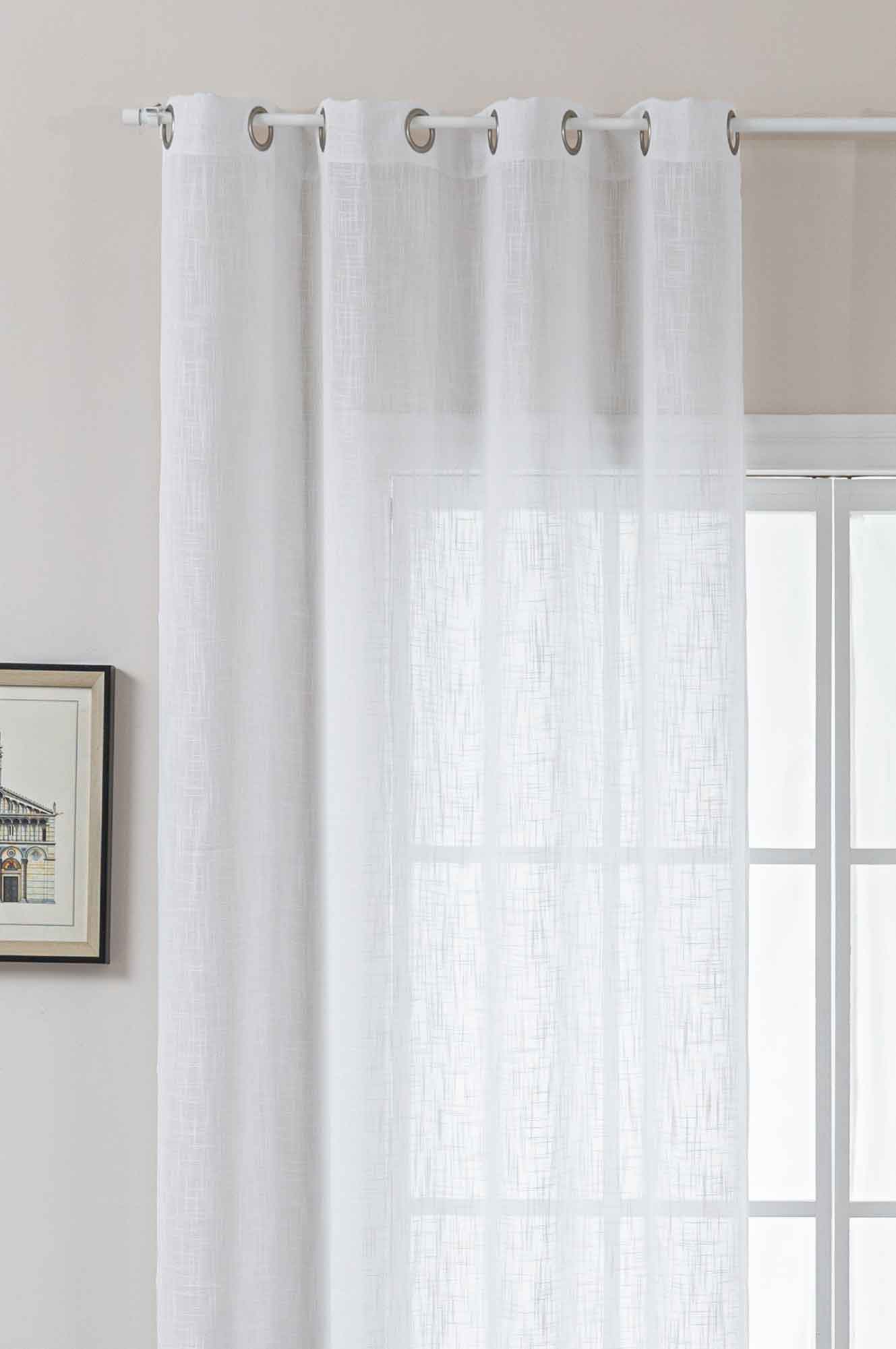 Gardine Ösen Grobfaser »Seoul« Ösen Linenlook-Struktur Uni Halbransparent Blickdicht 2024110 Gardinenschal 2024110weiss | Gardinenbox.de