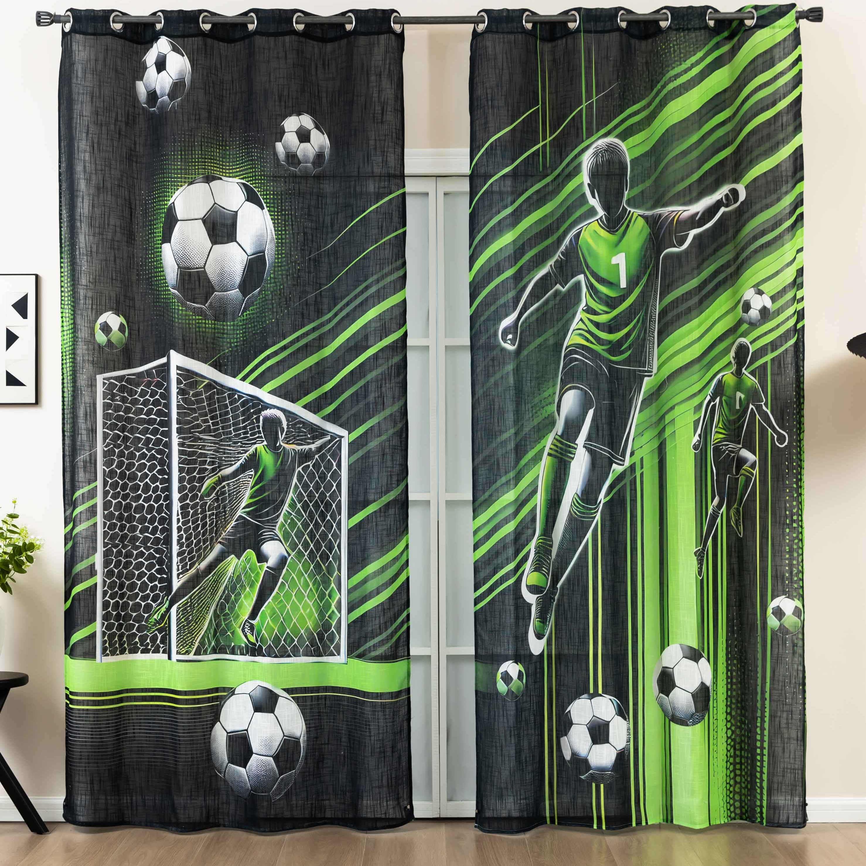 2er Set Vorhang Ösen Grobfaser »Seoul Collection« Digital Druck Ösen Linenlook-Struktur Halbransparent Blickdicht Gardinen Fußball Vorhang 2024120-2fussball_6541e9db-2583-4c7e-9d49-556c88acab75 | Gardinenbox.de