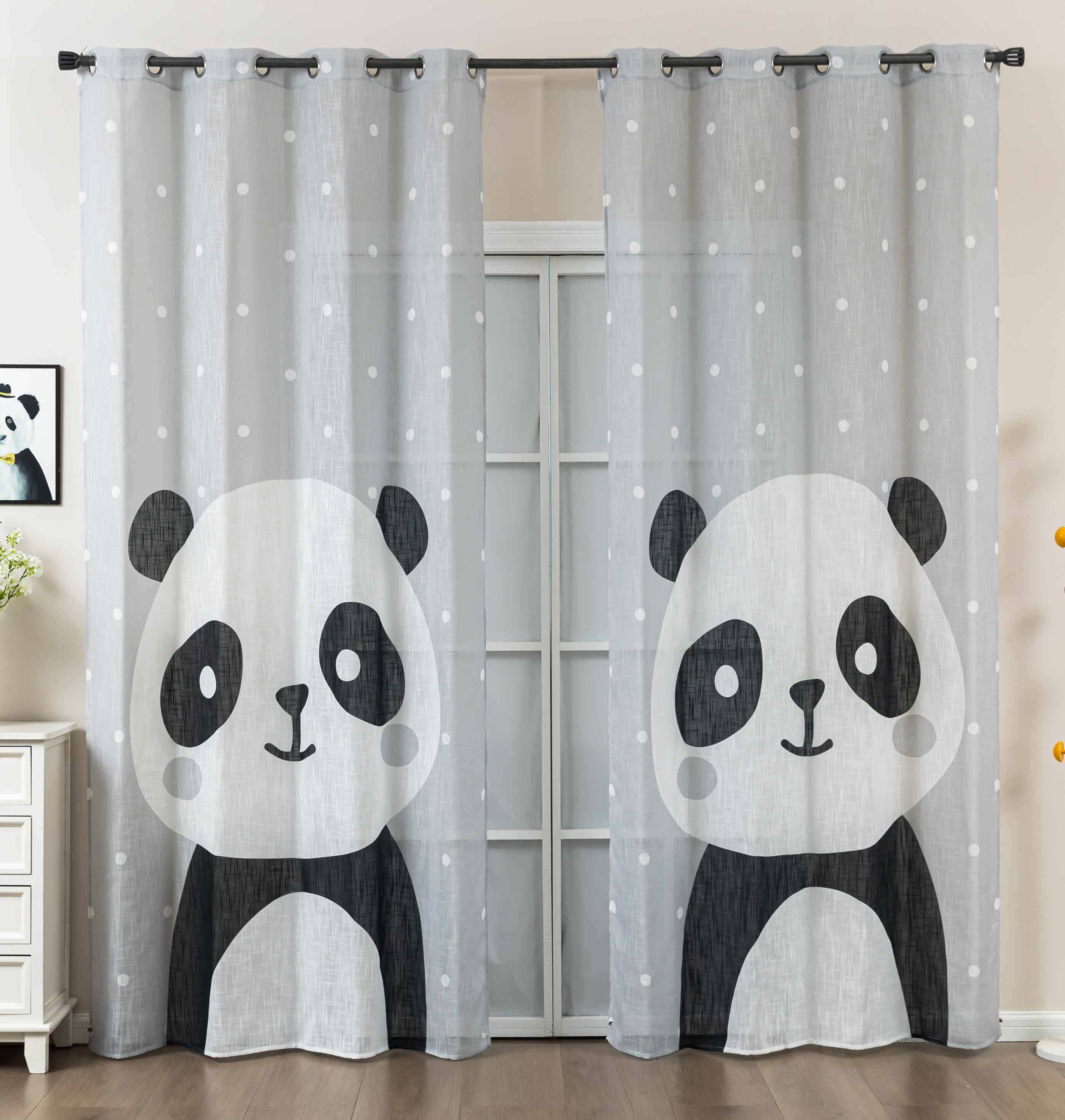 2er Set Vorhang Ösen Grobfaser »Seoul Collection« Digital Druck Ösen Linenlook-Struktur Halbransparent Blickdicht Gardinen Vorhang 2024120-2panda | Gardinenbox.de