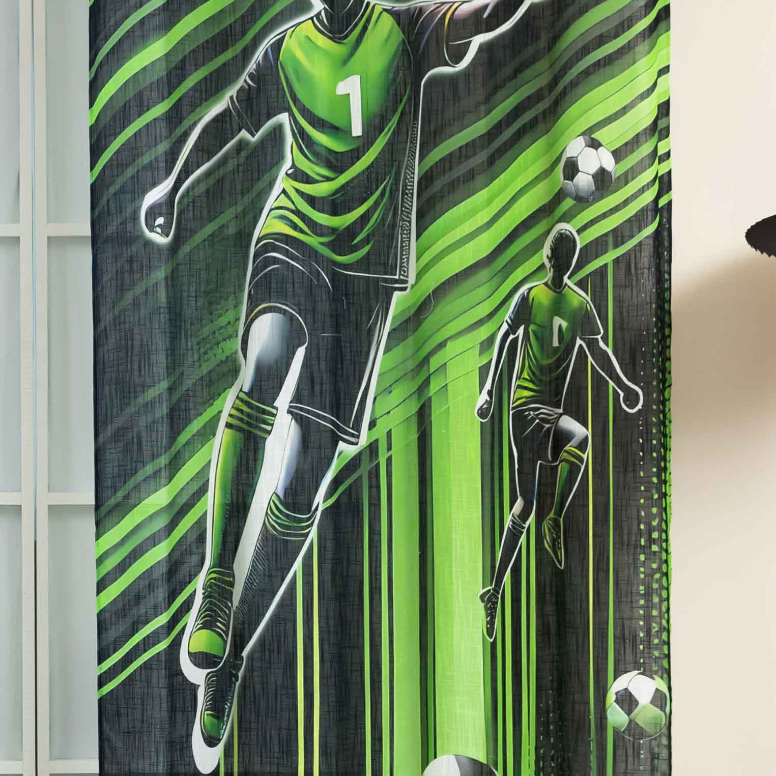 Vorhang Ösen Grobfaser »Seoul Collection« Digital Druck Ösen Gardinen Linenlook-Struktur Halbransparent Blickdicht 2024120 Fussball Soccer Vorhang 2024120fussball_soccer | Gardinenbox.de