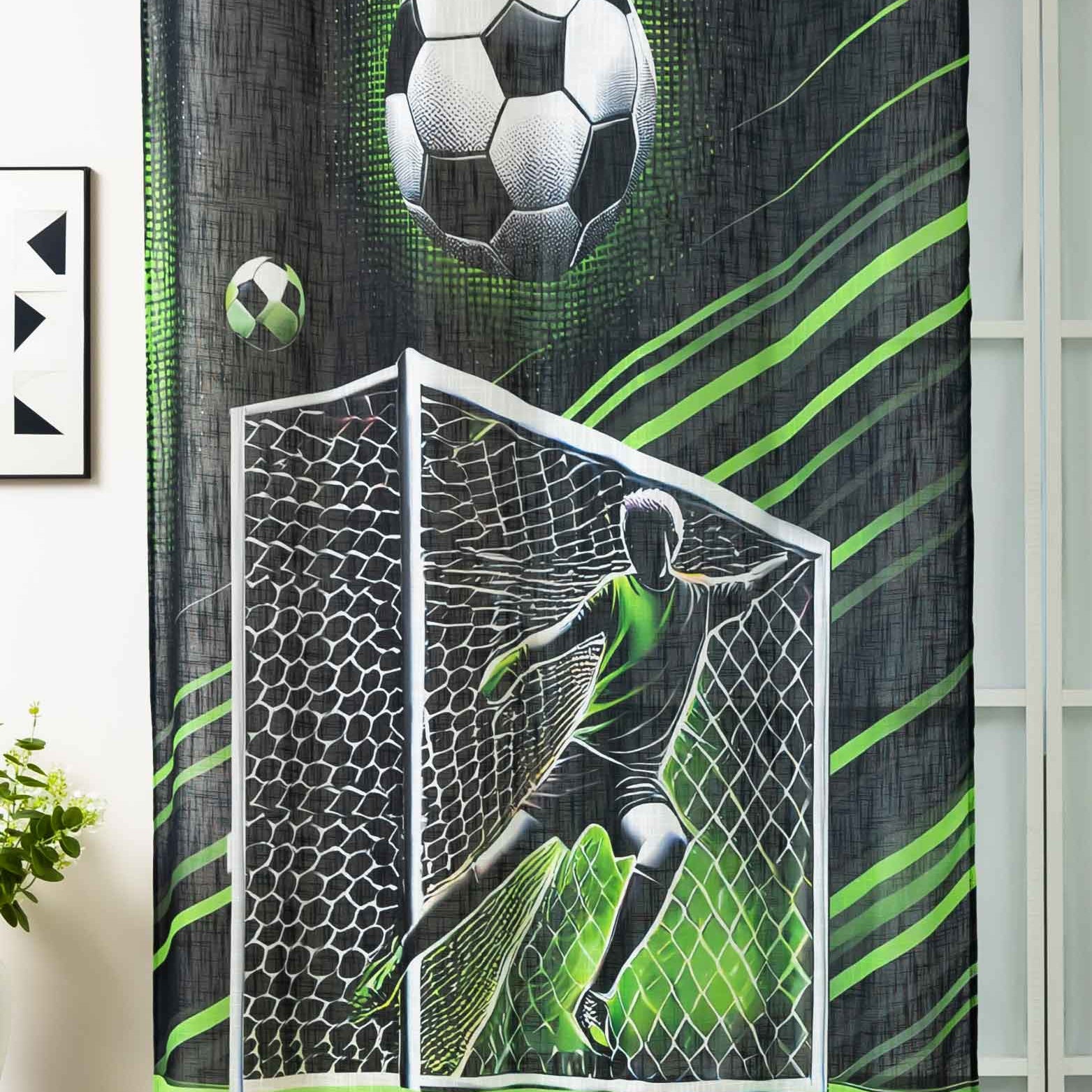 Vorhang Ösen Grobfaser »Seoul Collection« Digital Druck Ösen Gardinen Linenlook-Struktur Halbransparent Blickdicht 2024120 Fussball Tor Vorhang 2024120fussball_tor | Gardinenbox.de