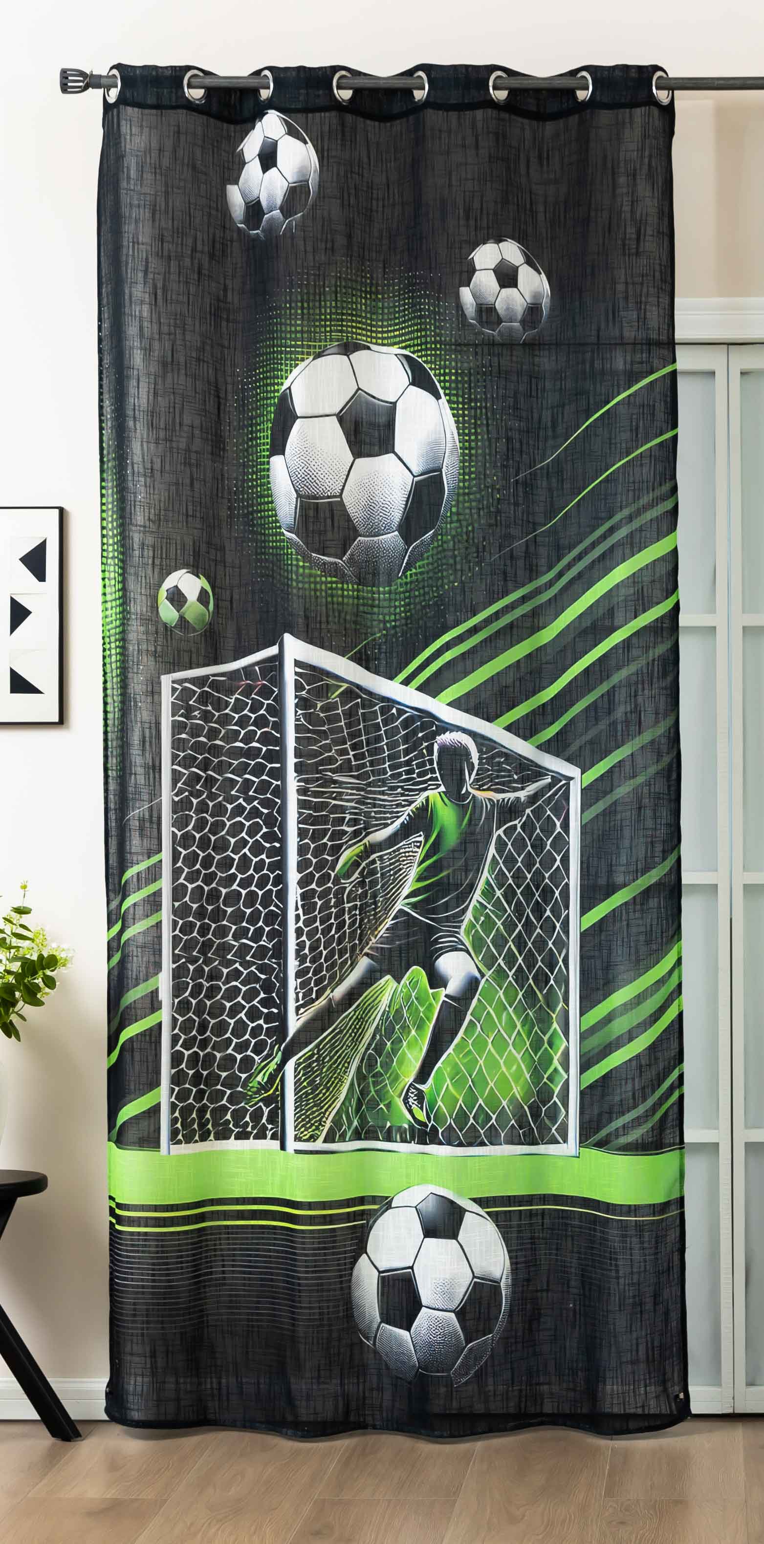 Vorhang Ösen Grobfaser »Seoul Collection« Digital Druck Ösen Gardinen Linenlook-Struktur Halbransparent Blickdicht 2024120 Fussball Tor Vorhang 2024120fussball_tor | Gardinenbox.de