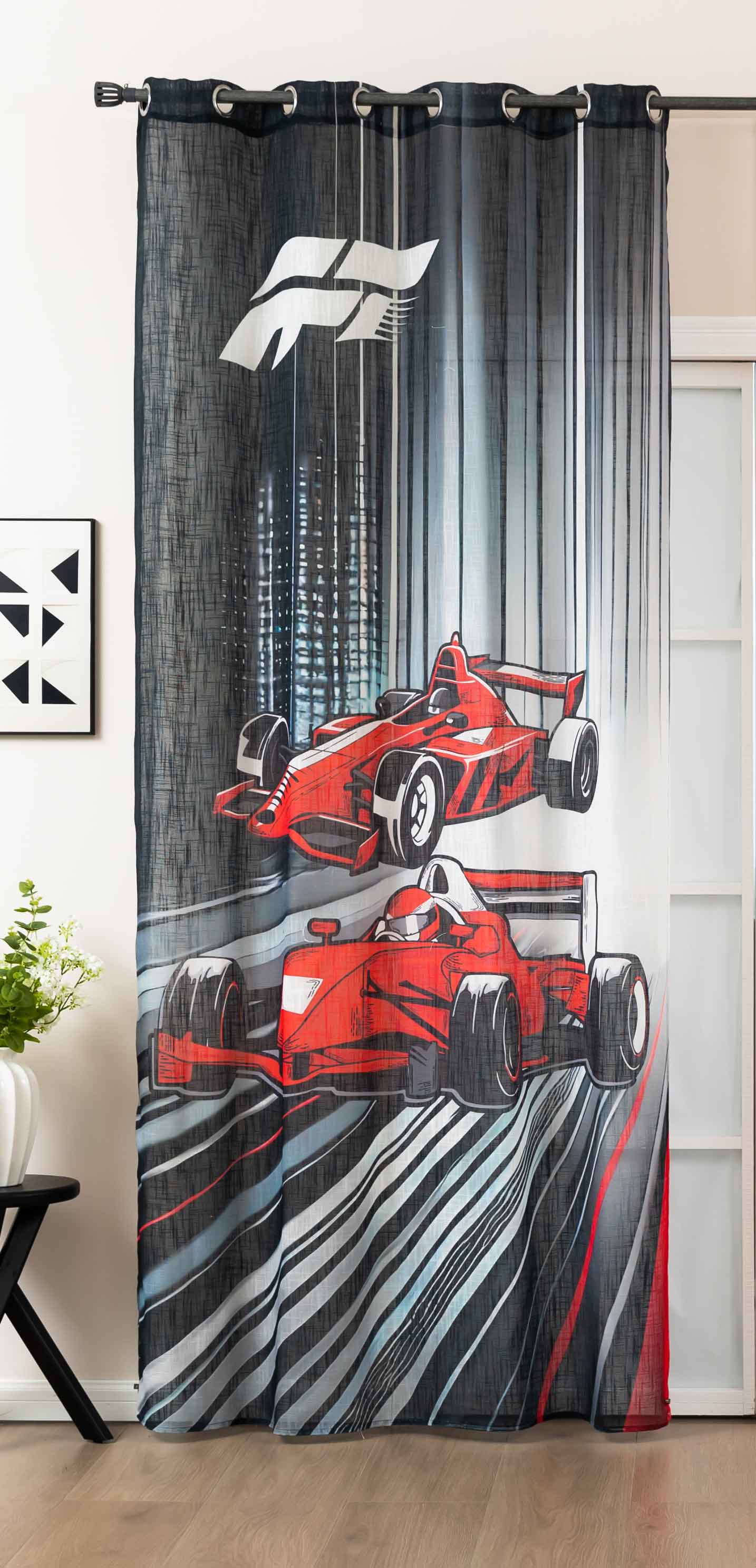 Vorhang Ösen Grobfaser »Seoul Collection« Digital Druck Ösen Gardinen Linenlook-Struktur Halbransparent Blickdicht 2024120 Racing Black Vorhang 2024120racing_black | Gardinenbox.de