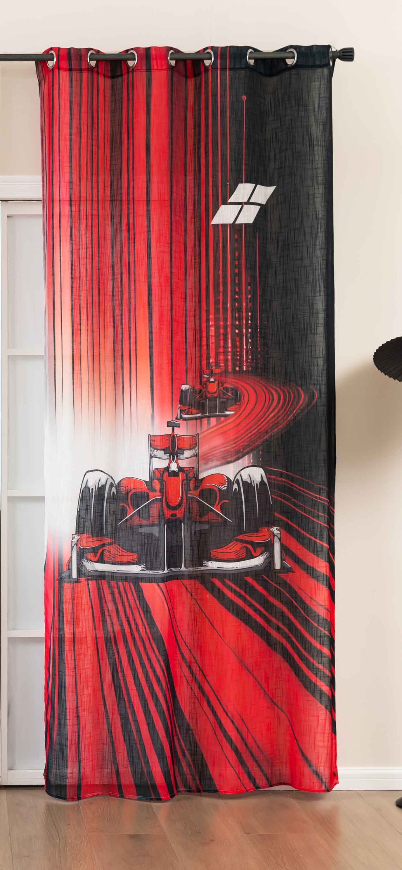 Vorhang Ösen Grobfaser »Seoul Collection« Digital Druck Ösen Gardinen Linenlook-Struktur Halbransparent Blickdicht 2024120 Racing Red Vorhang 2024120racing_red | Gardinenbox.de