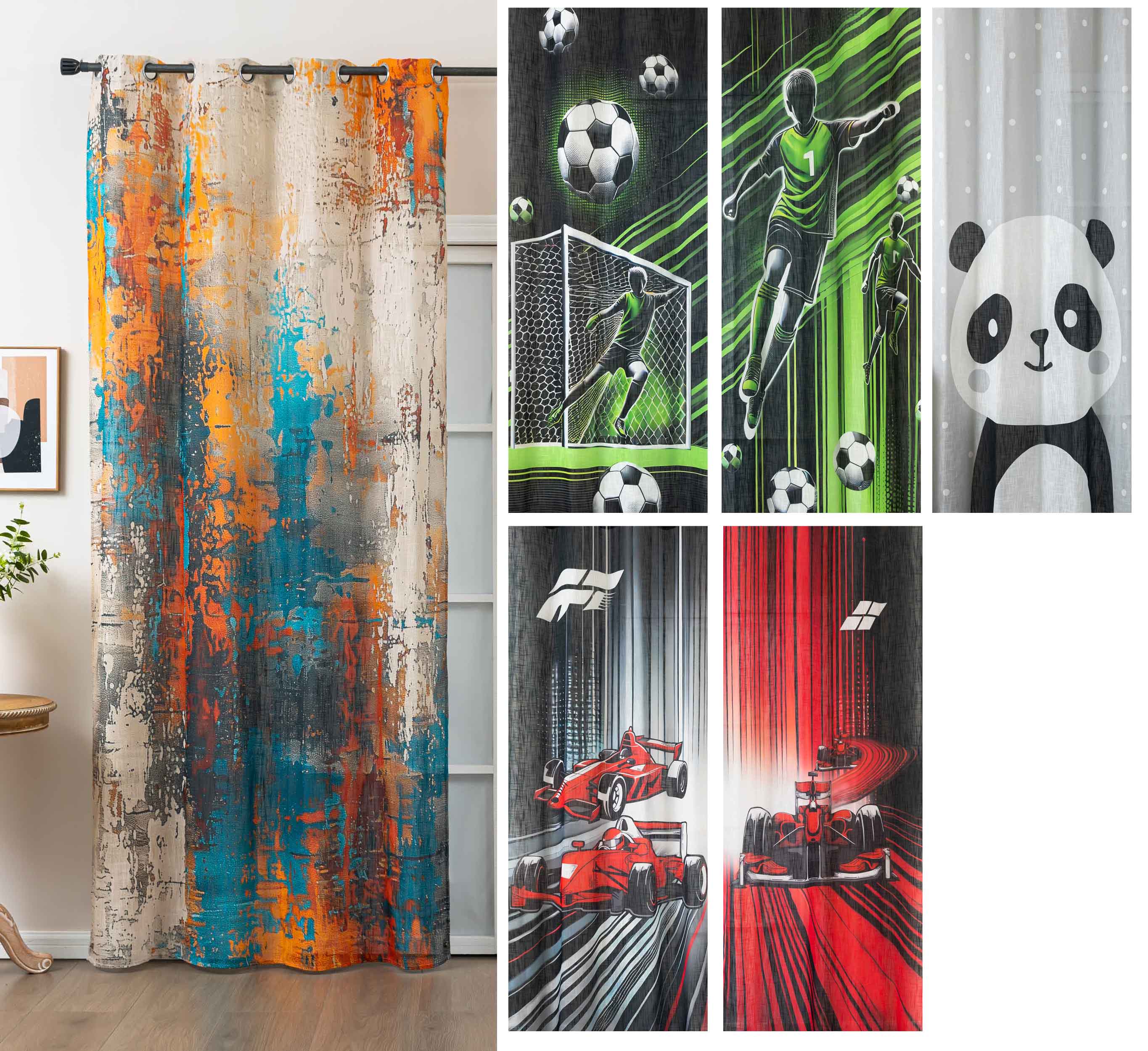 Vorhang Ösen Grobfaser »Seoul Collection« Digital Druck Ösen Gardinen Linenlook-Struktur Halbransparent Blickdicht 2024120 Vorhang 2024120var | Gardinenbox.de