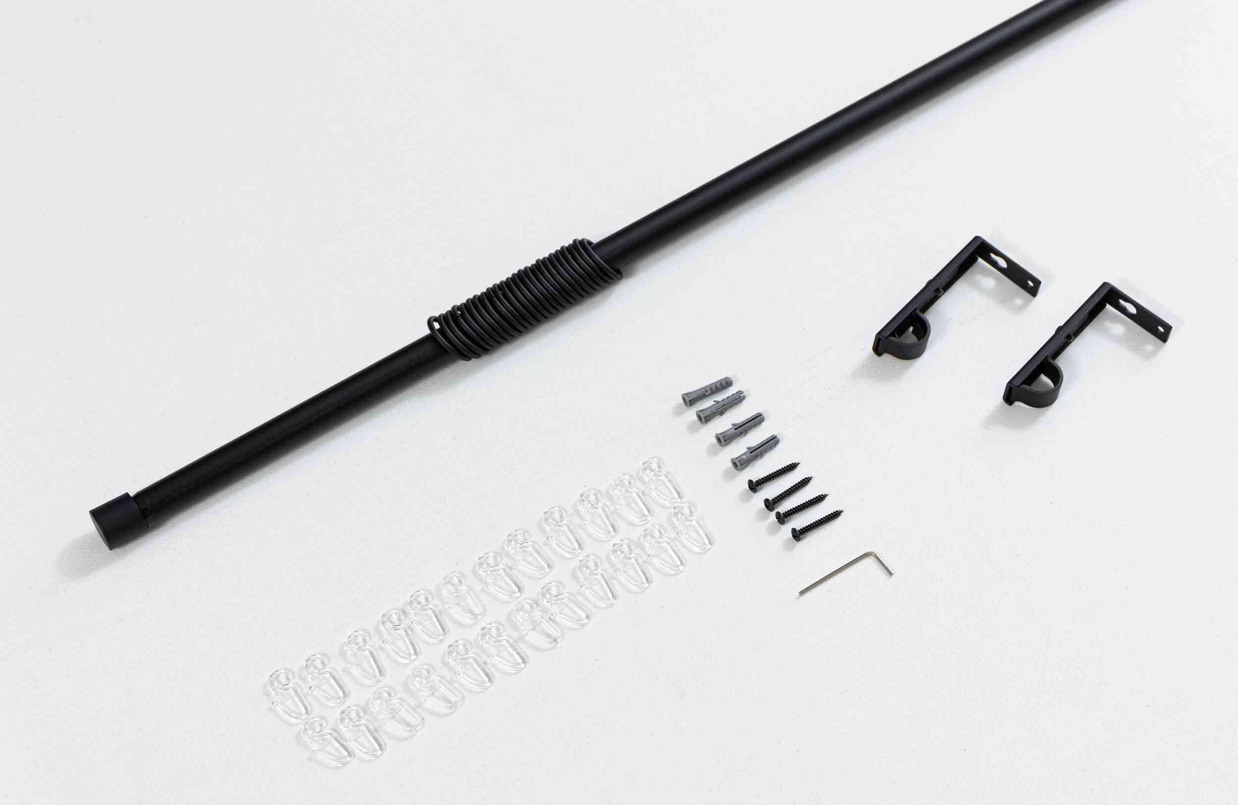 Ausziehbare Gardinenstange »Ningbo« Ø16/19 mm Komplettset zum sofortigen Montieren Wand- und Deckenmontage 2024140 Innenlaufstange 2024140_schwarz_3 | Gardinenbox.de