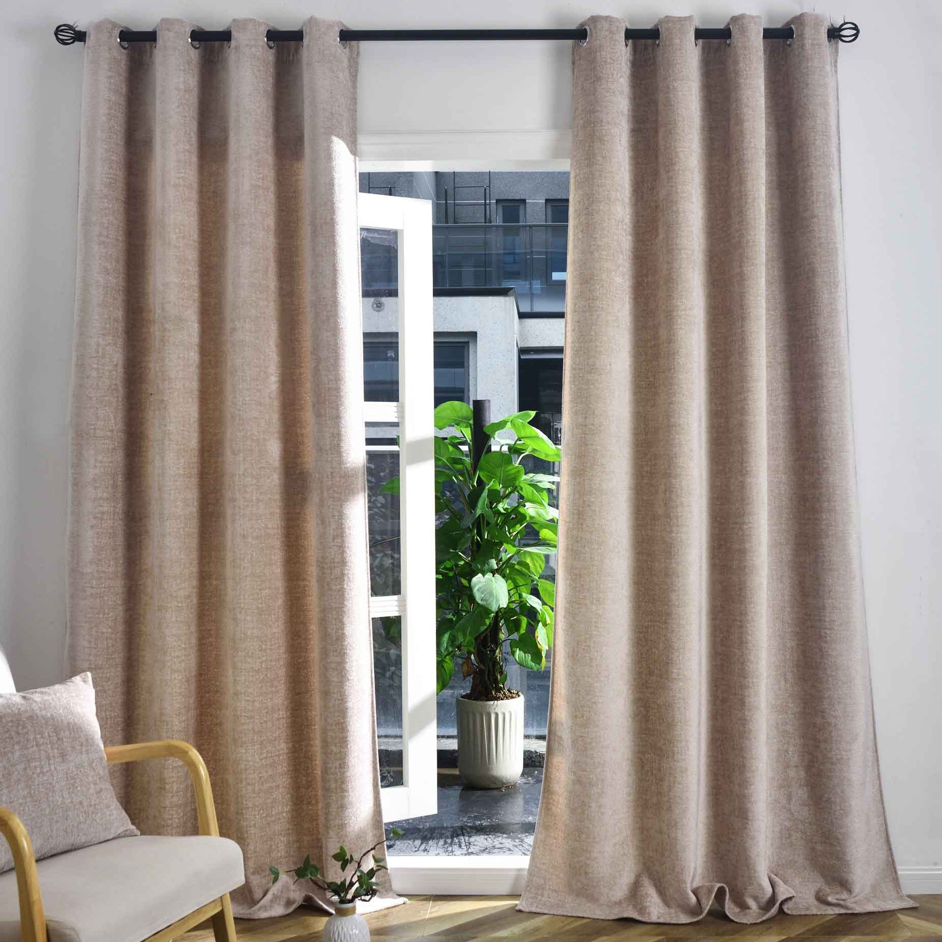 2er Set Verdunkelungsvorhänge »Nürnberg« Ösen Raffhalter Chenille samtig weich geschmeidig fallend 202420-2 Beige Vorhang 202420-2beige | Gardinenbox.de