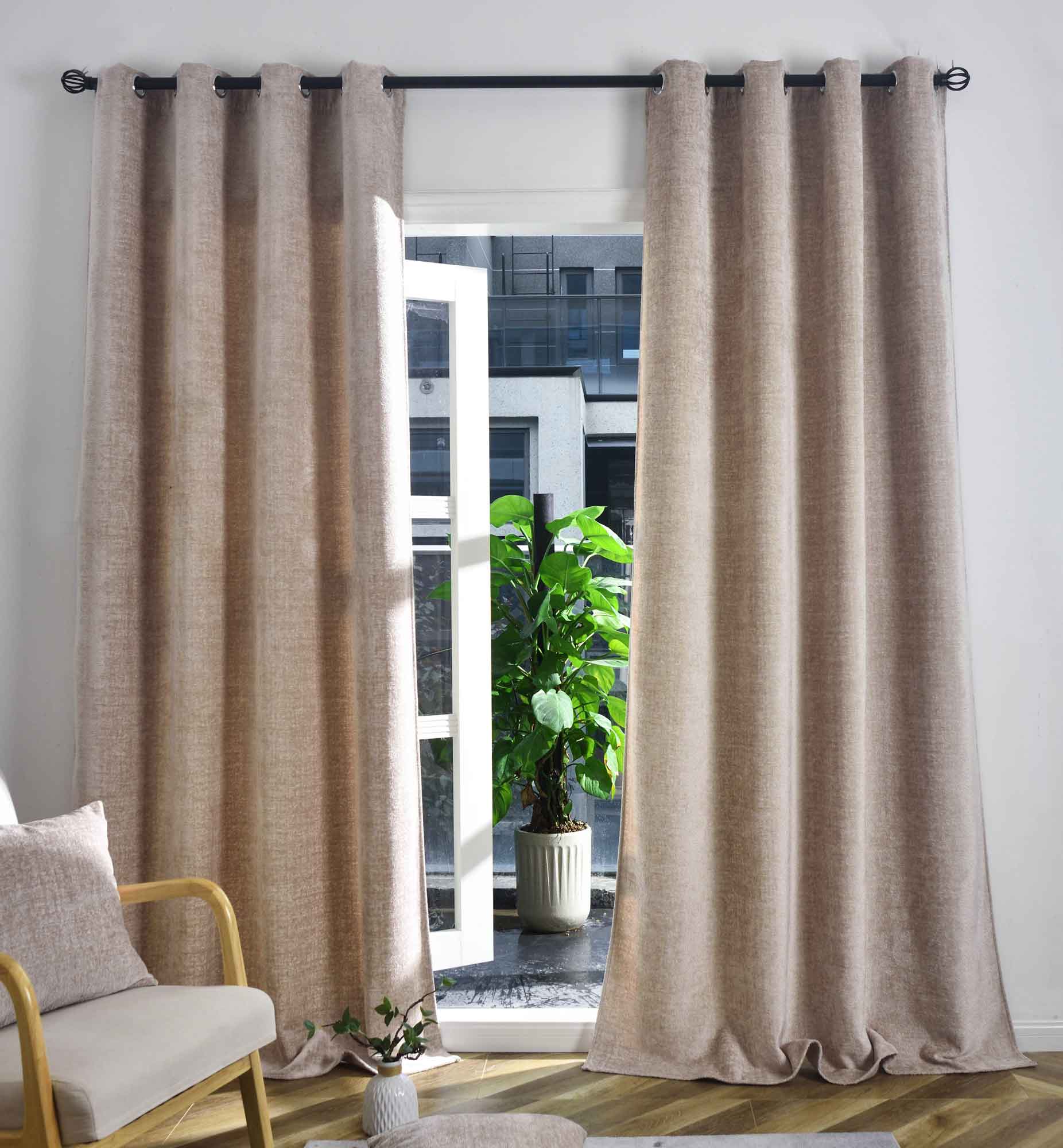 2er Set Verdunkelungsvorhänge »Nürnberg« Ösen Raffhalter Chenille samtig weich geschmeidig fallend 202420-2 Beige Vorhang 202420-2beige | Gardinenbox.de