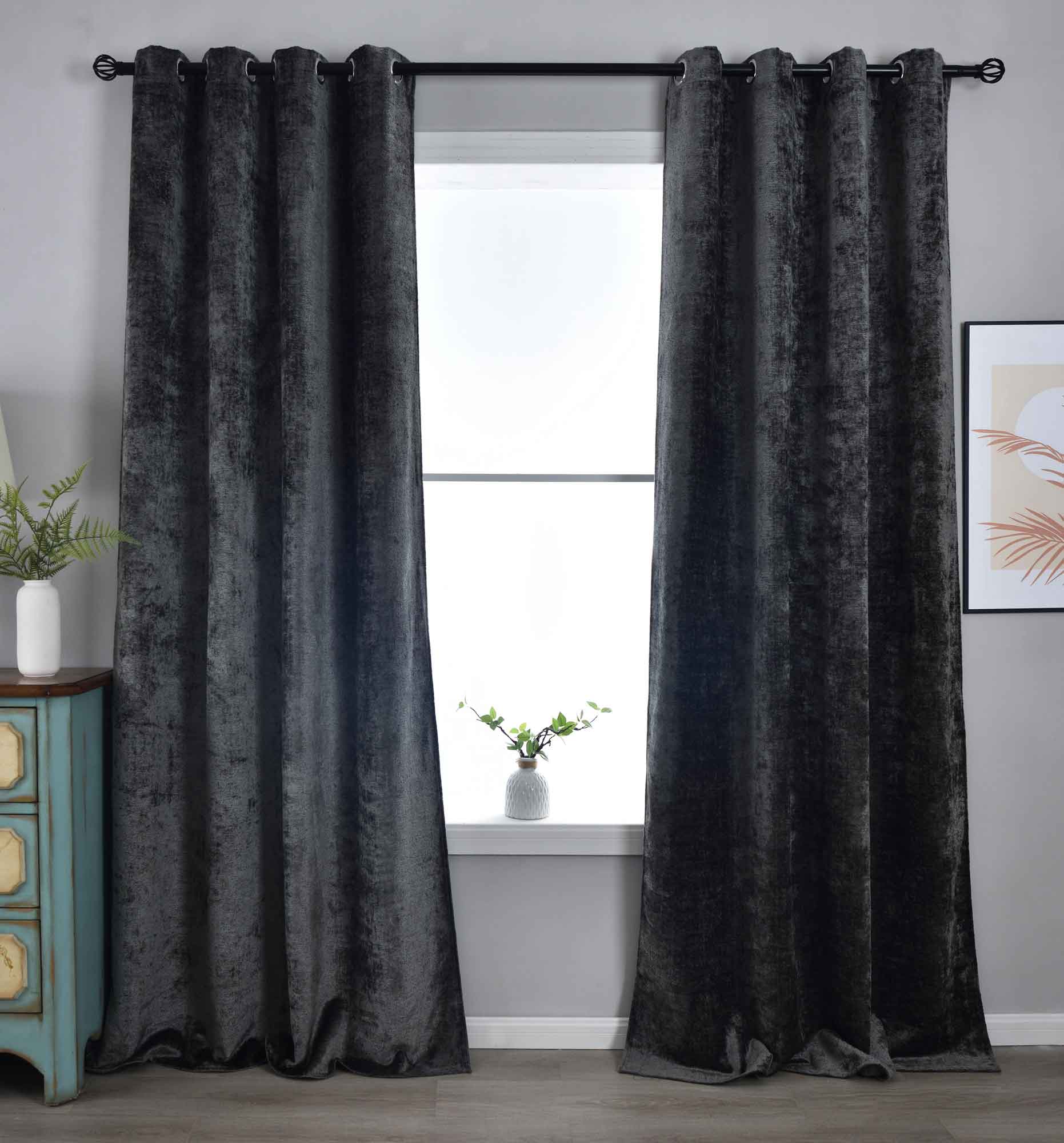 2er Set Verdunkelungsvorhänge »Nürnberg« Ösen Raffhalter Chenille samtig weich geschmeidig fallend 202420-2 Dunkelgrau Vorhang 202420-2dunkelgrau | Gardinenbox.de