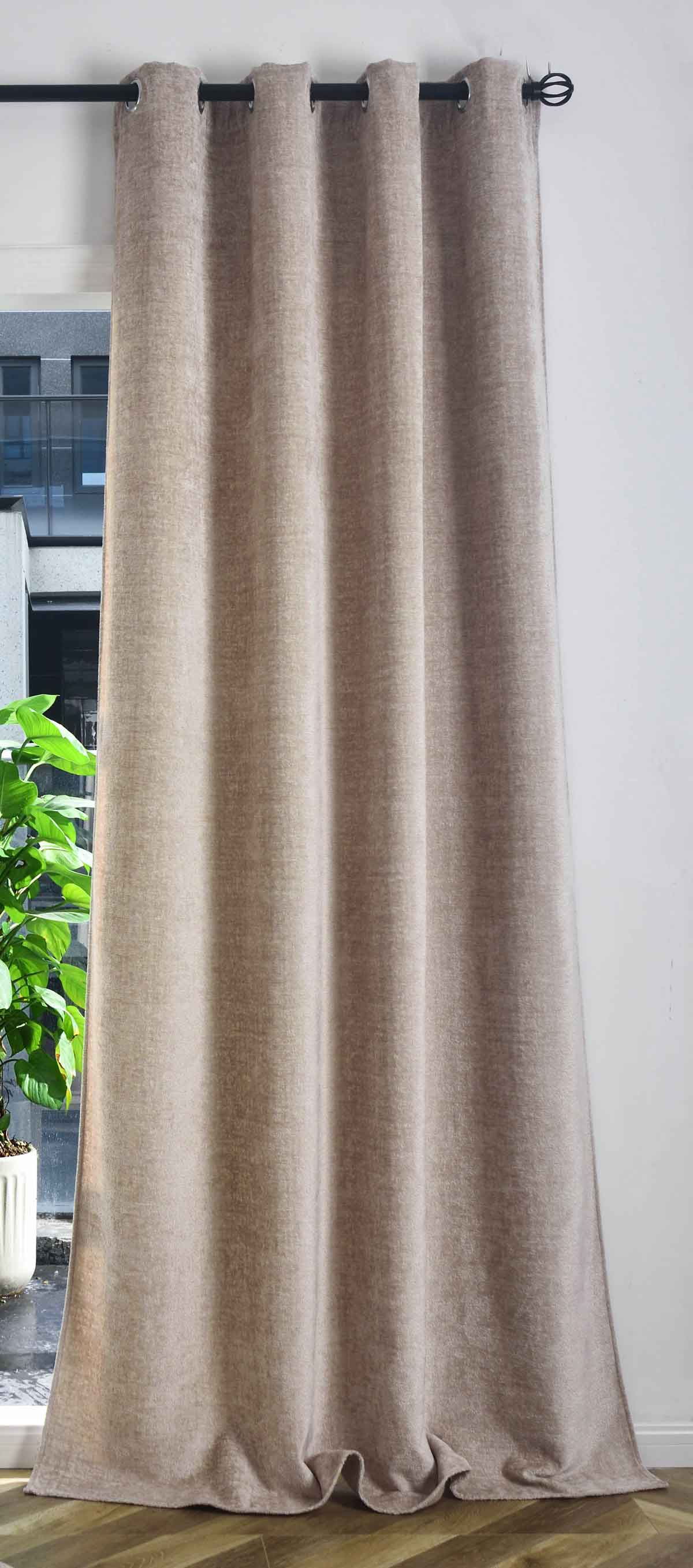 Verdunkelungsvorhang »Nürnberg« Ösen Raffhalter Chenille samtig weich geschmeidig fallend 202420 Beige Vorhang 202420beige | Gardinenbox.de
