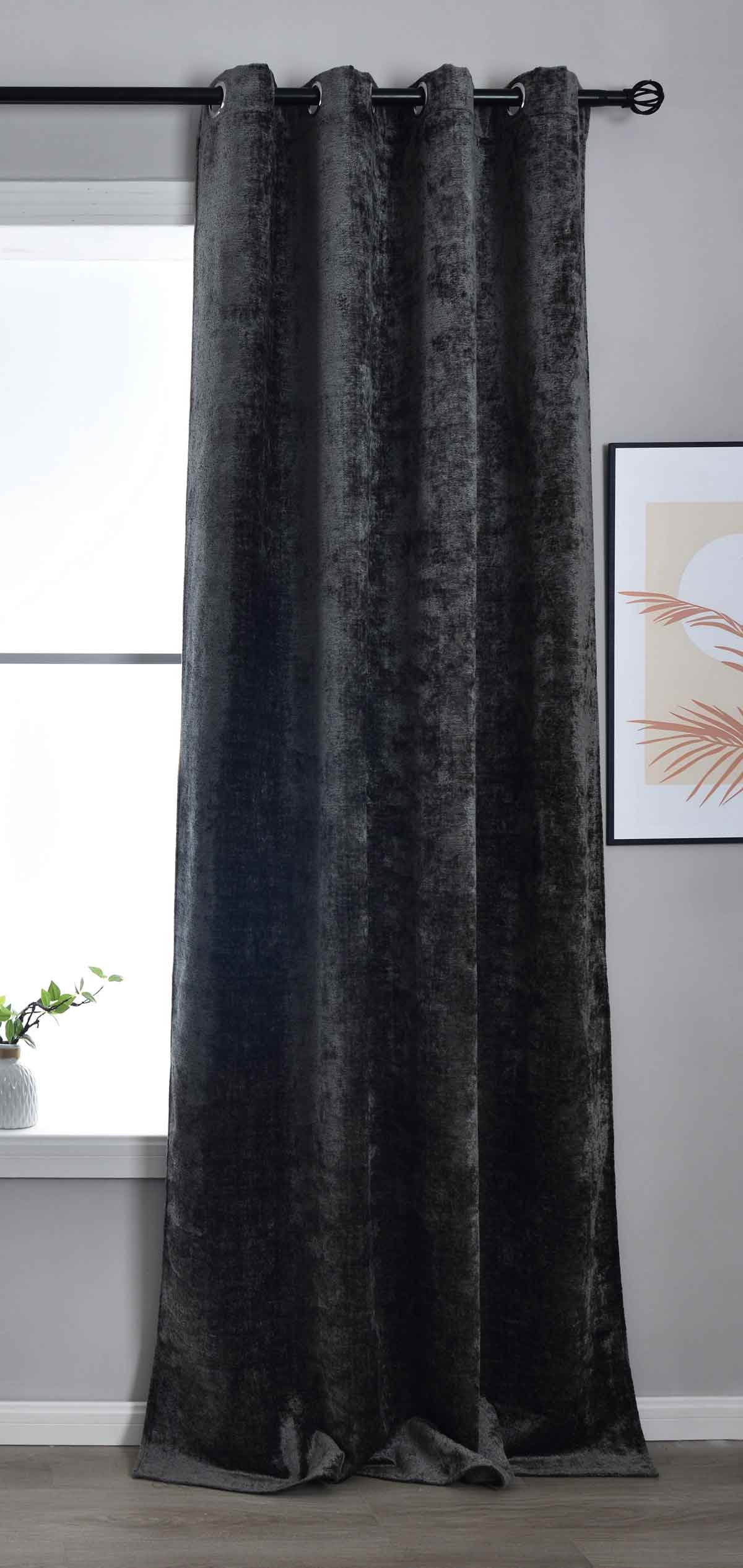 Verdunkelungsvorhang »Nürnberg« Ösen Raffhalter Chenille samtig weich geschmeidig fallend 202420 Dunkelgrau Vorhang 202420dunkelgrau | Gardinenbox.de