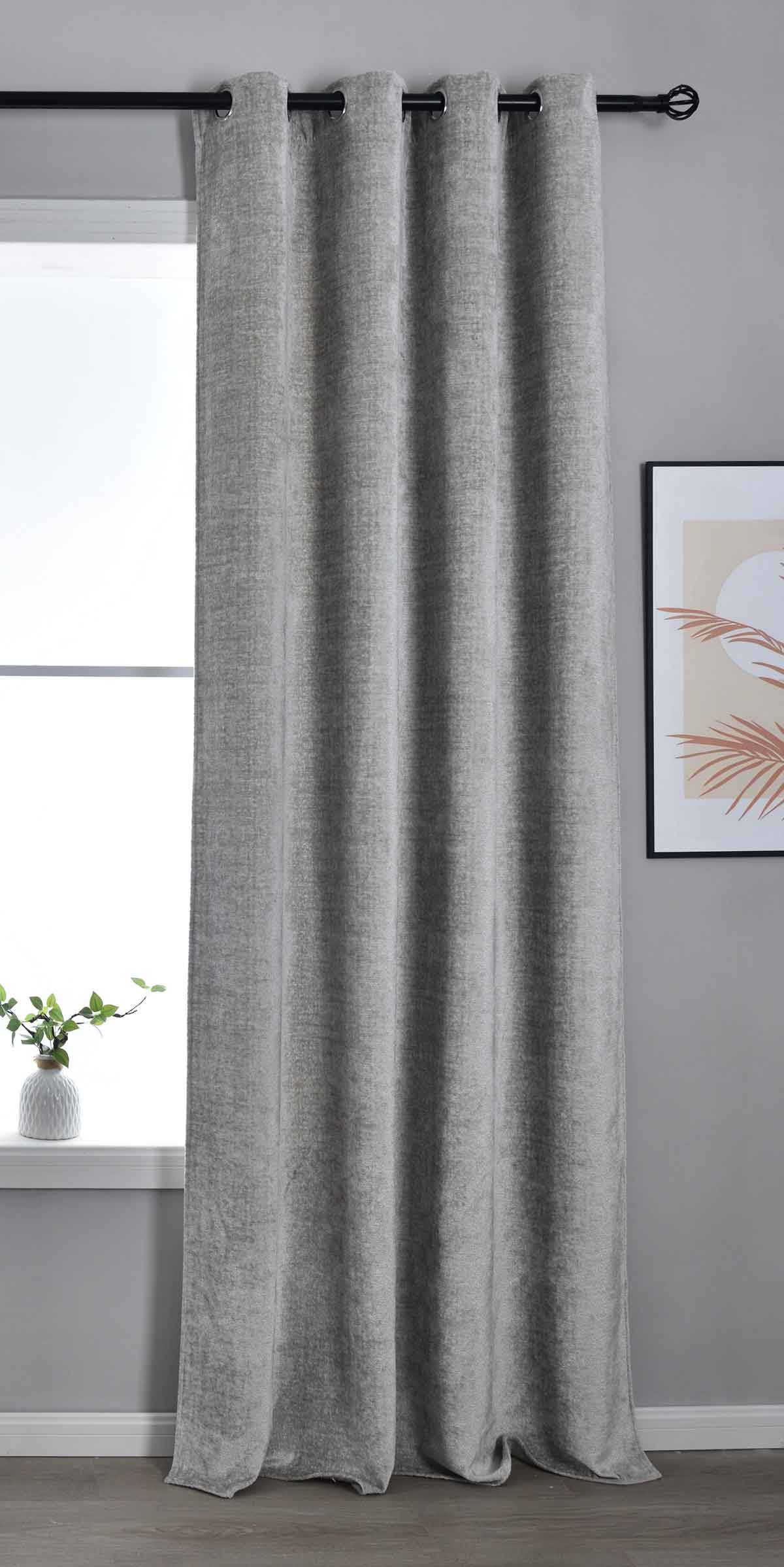 Verdunkelungsvorhang »Nürnberg« Ösen Raffhalter Chenille samtig weich geschmeidig fallend 202420 Grau Vorhang 202420grau | Gardinenbox.de