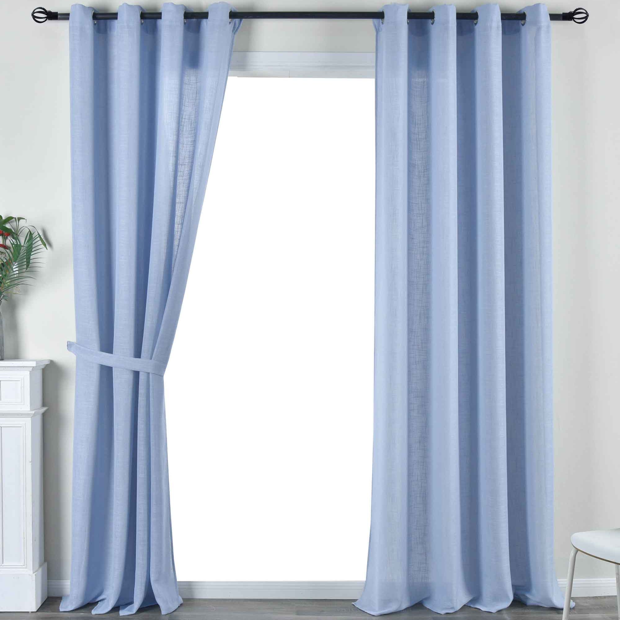 2er Set Vorhang Ösen »Essen« Cationic Raffhalter Leinenstruktur blickdicht lichtdurchlässig 210 g/m² 202430-2 Blau Vorhang Set 202430-2blau | Gardinenbox.de