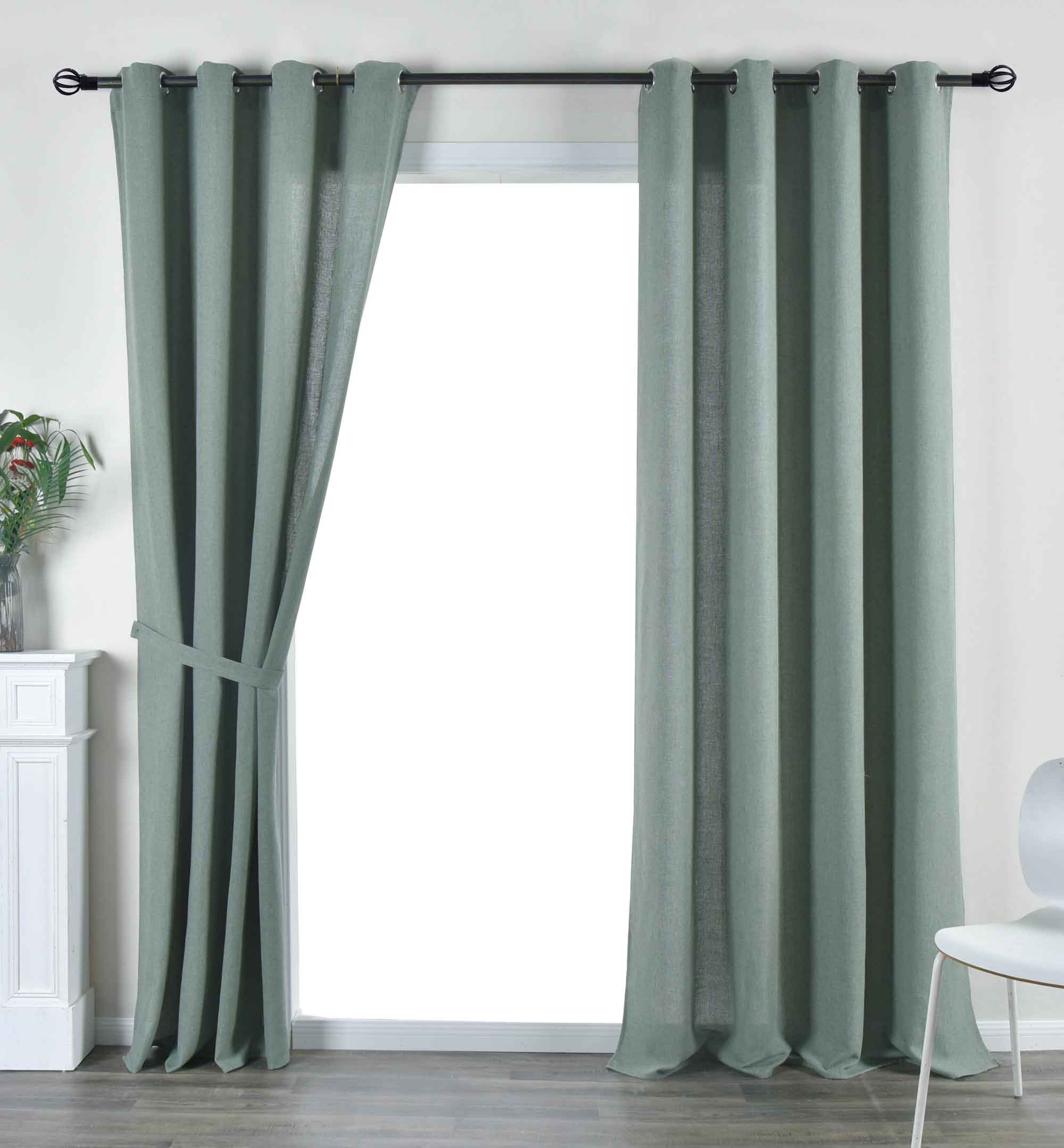 2er Set Vorhang Ösen »Essen« Cationic Raffhalter Leinenstruktur blickdicht lichtdurchlässig 210 g/m² 202430-2 Grün Vorhang Set 202430-2gruen | Gardinenbox.de