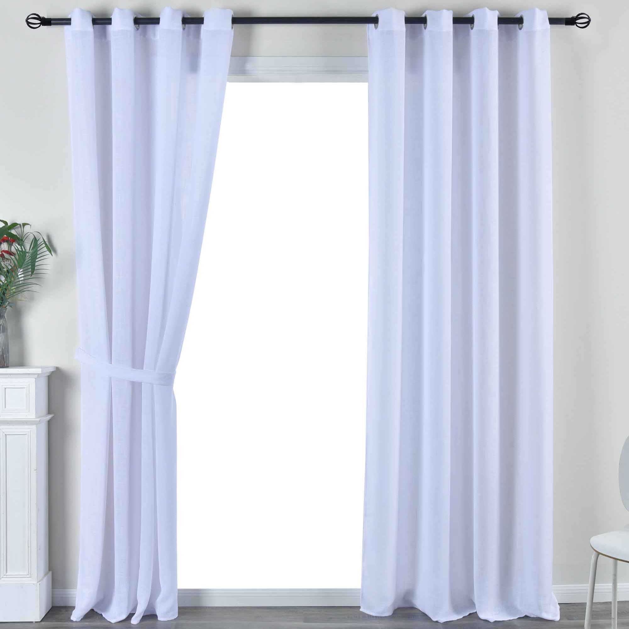 2er Set Vorhang Ösen »Essen« Cationic Raffhalter Leinenstruktur blickdicht lichtdurchlässig 210 g/m² 202430-2 Weiß Vorhang Set 202430-2weiss | Gardinenbox.de