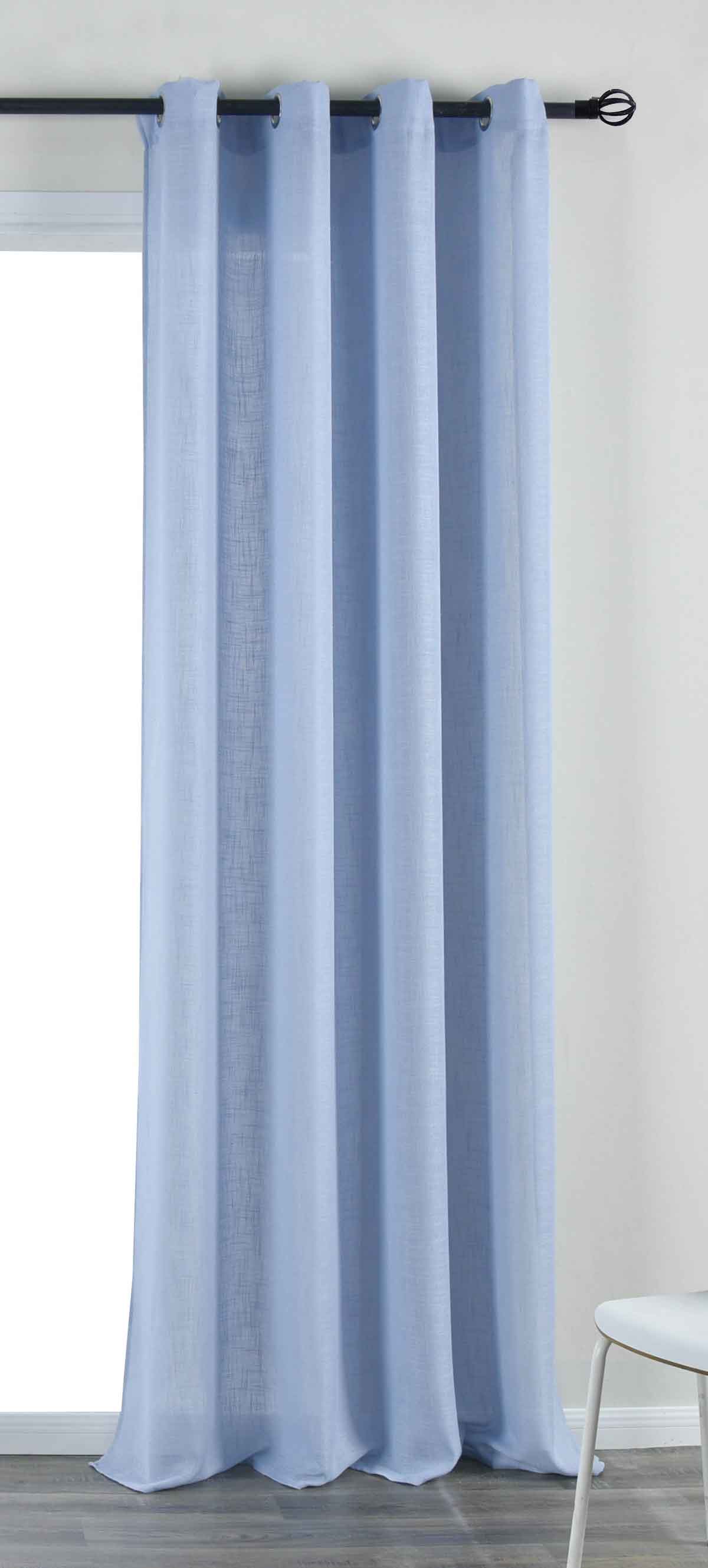 Vorhang Ösen »Essen« Cationic Raffhalter Leinenstruktur blickdicht lichtdurchlässig 210 g/m² 202430 Blau Vorhang 202430blau_f4593cf7-0993-42fa-857c-9436f088ac54 | Gardinenbox.de