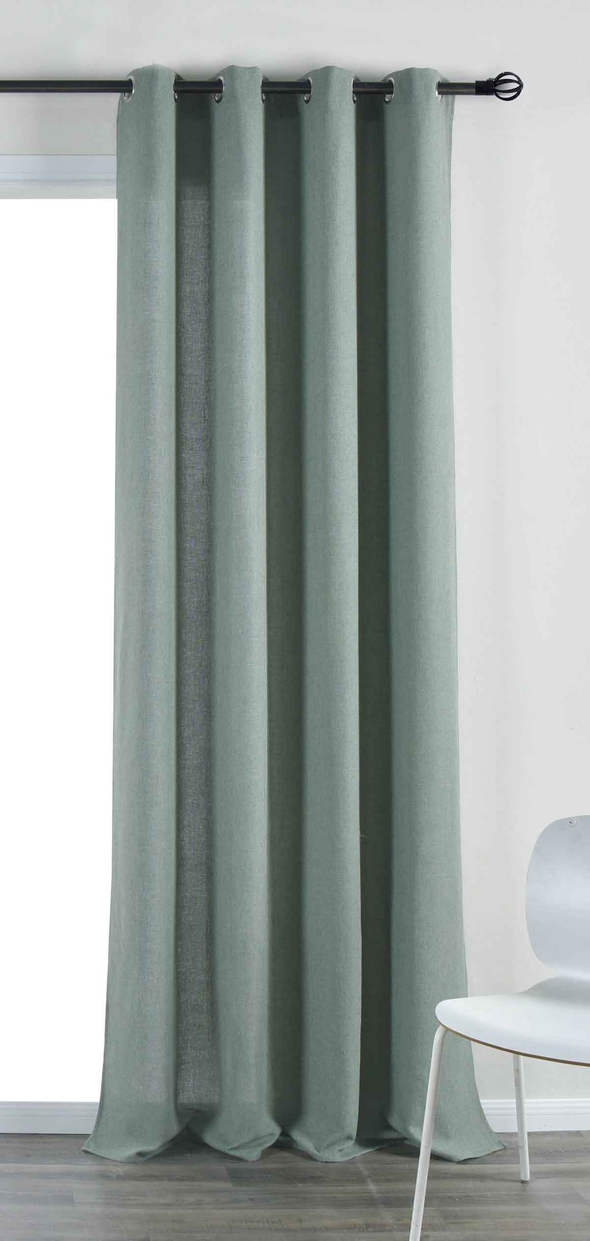 Vorhang Ösen »Essen« Cationic Raffhalter Leinenstruktur blickdicht lichtdurchlässig 210 g/m² 202430 Grün Vorhang 202430gruen | Gardinenbox.de