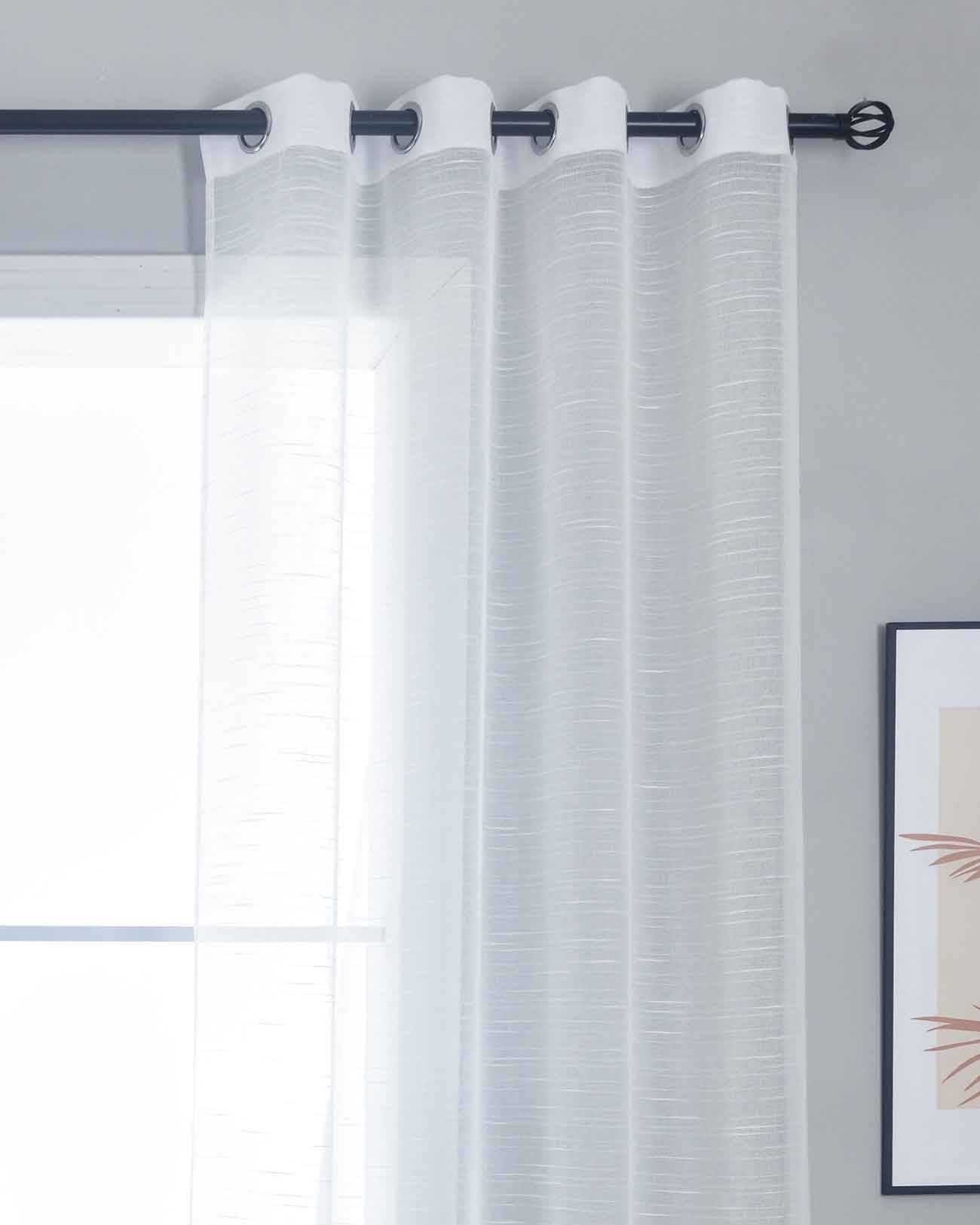 Gardine »Dresden« Ösen HxB 245x135 cm Natur Raffhalter filigran leicht modern elegant Linienmuster 202440 Gardinenschal 202440natur | Gardinenbox.de