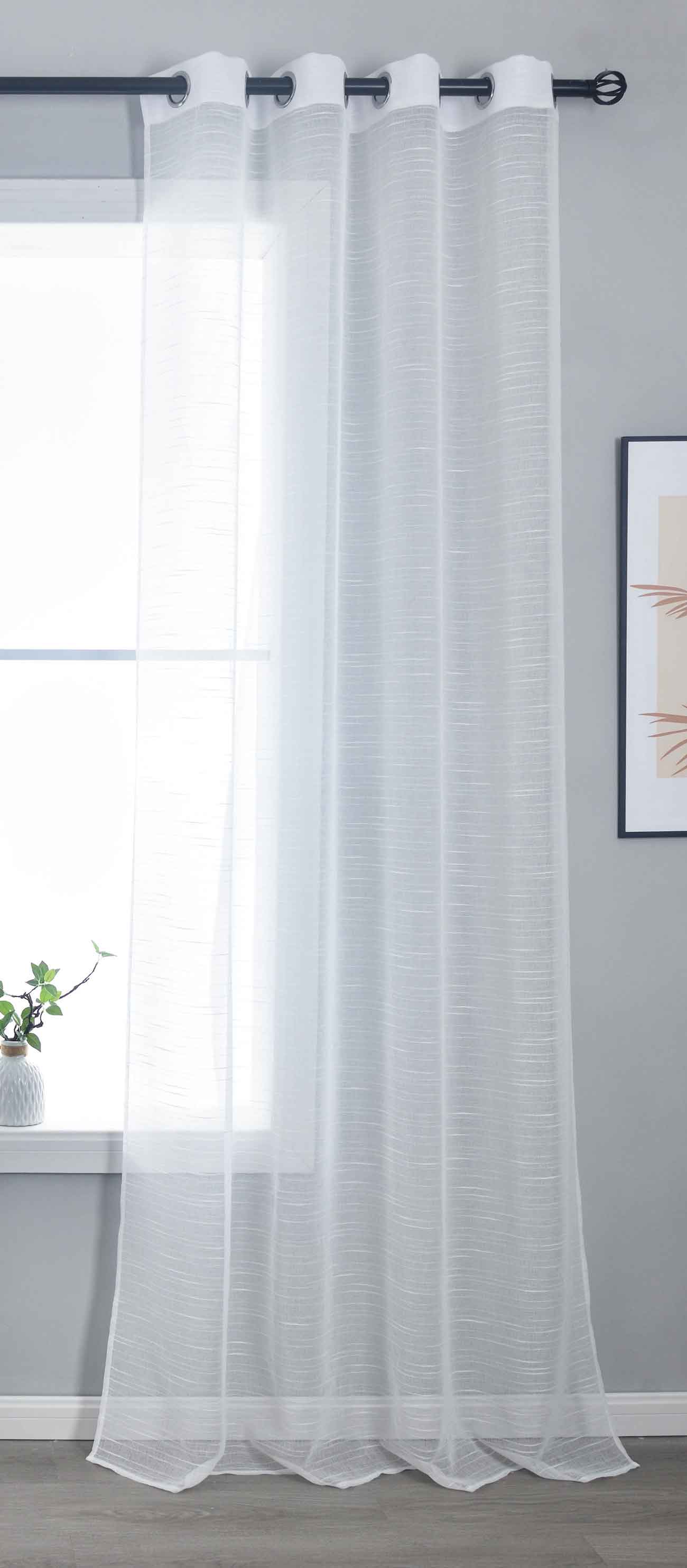 Gardine »Dresden« Ösen HxB 245x135 cm Natur Raffhalter filigran leicht modern elegant Linienmuster 202440 Gardinenschal 202440natur | Gardinenbox.de