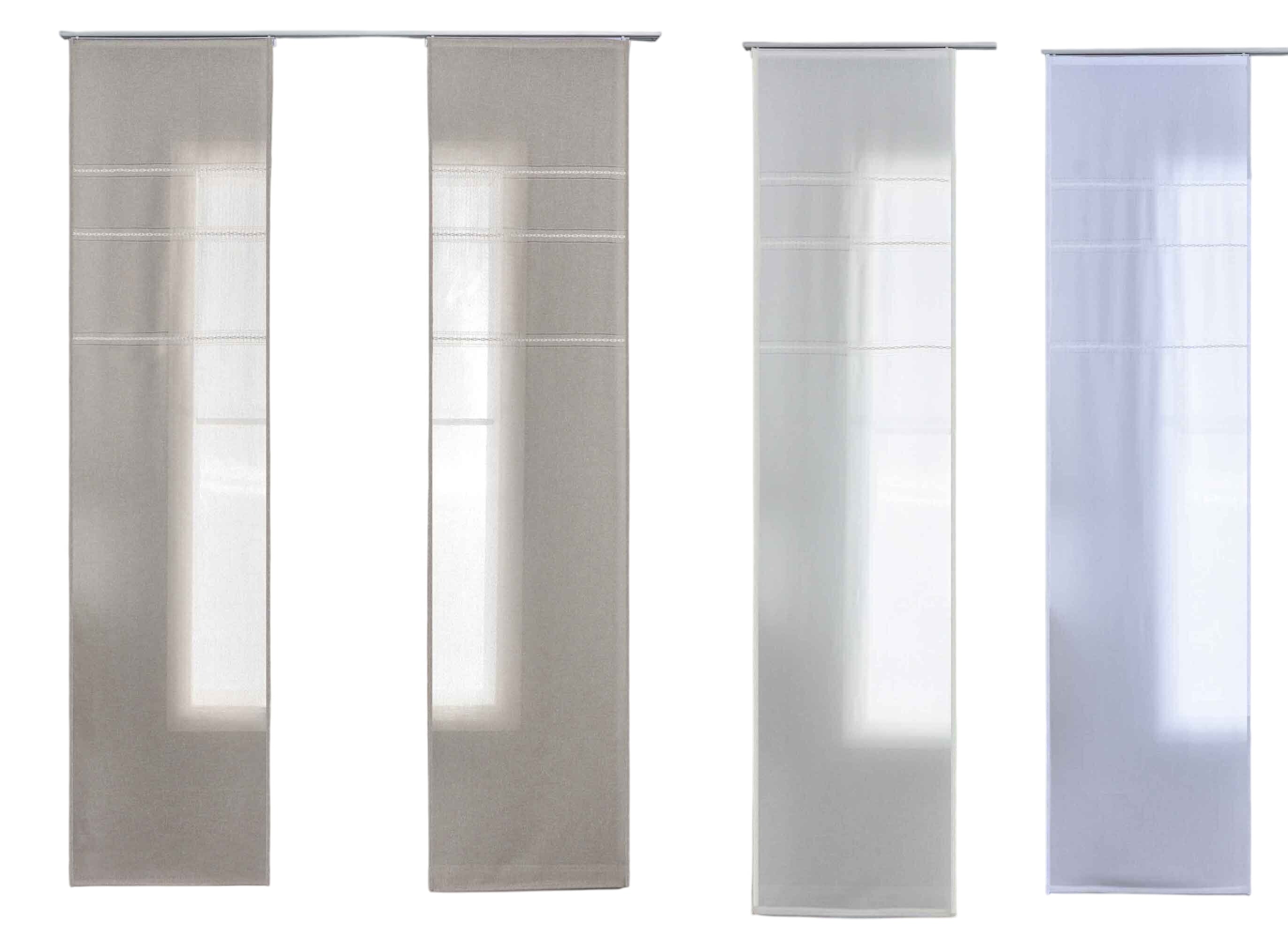 2er Set Halbtransparente Schiebegardinen mit Paneelwagen »Leipzig« Kettenmuster lichtdurchlässig elegante Struktur 202450P-2 Schiebegardine 202450P-2var-crop_d9786550-cf2d-479c-8514-b3389c196721 | Gardinenbox.de