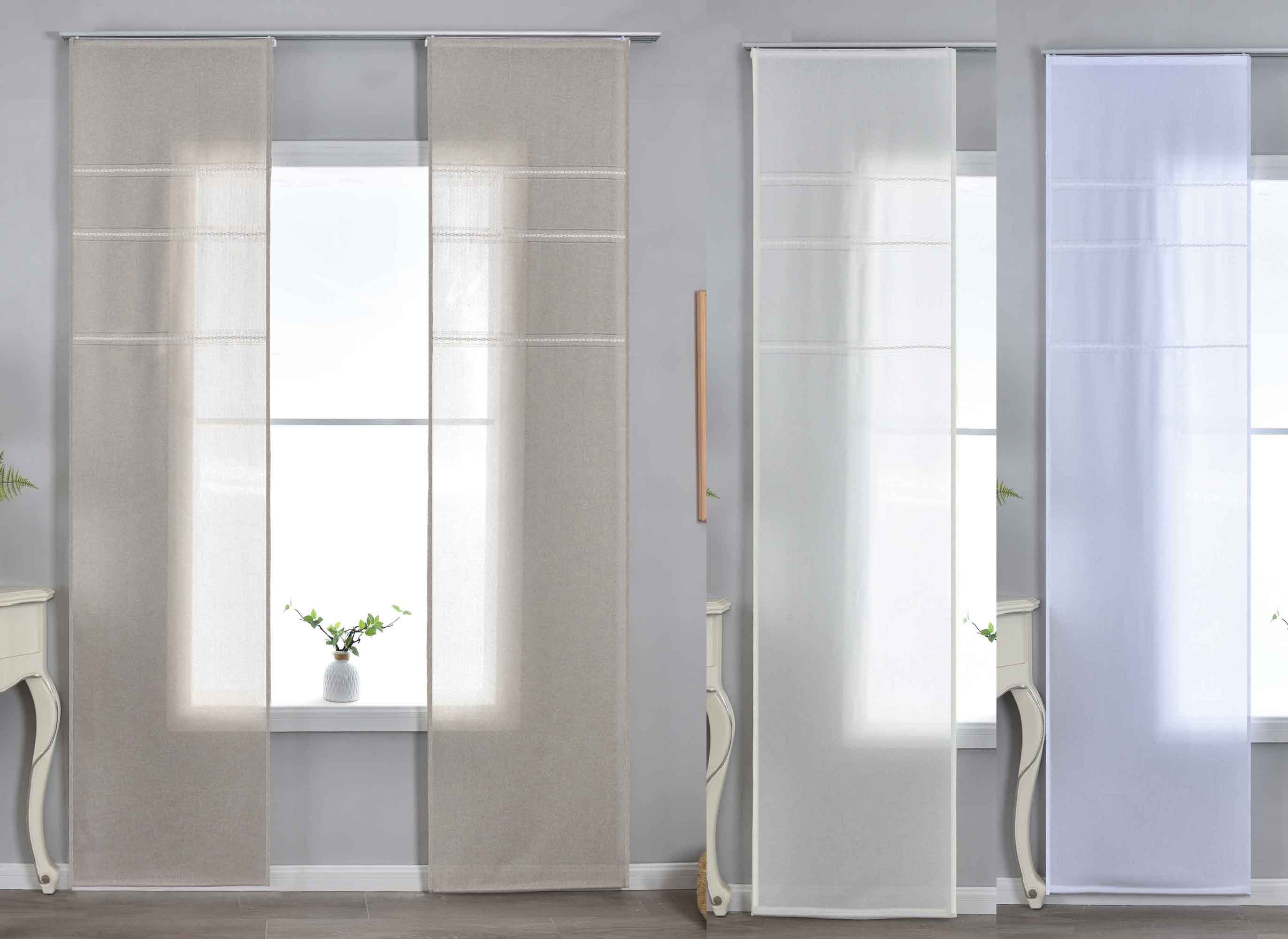 2er Set Halbtransparente Schiebegardinen mit Paneelwagen »Leipzig« Kettenmuster lichtdurchlässig elegante Struktur 202450P-2 Schiebegardine 202450P-2var_6e39b8da-542f-4d58-97f1-638832611020 | Gardinenbox.de