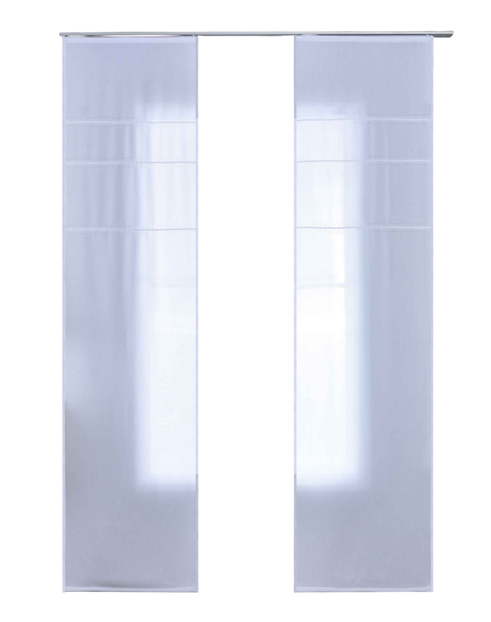 2er Set Halbtransparente Schiebegardinen mit Paneelwagen »Leipzig« Kettenmuster lichtdurchlässig elegante Struktur 202450P-2 Schiebegardine 202450P-2weiss-crop_d9d232a9-b123-4e3d-b474-d0a0eebc39dc | Gardinenbox.de