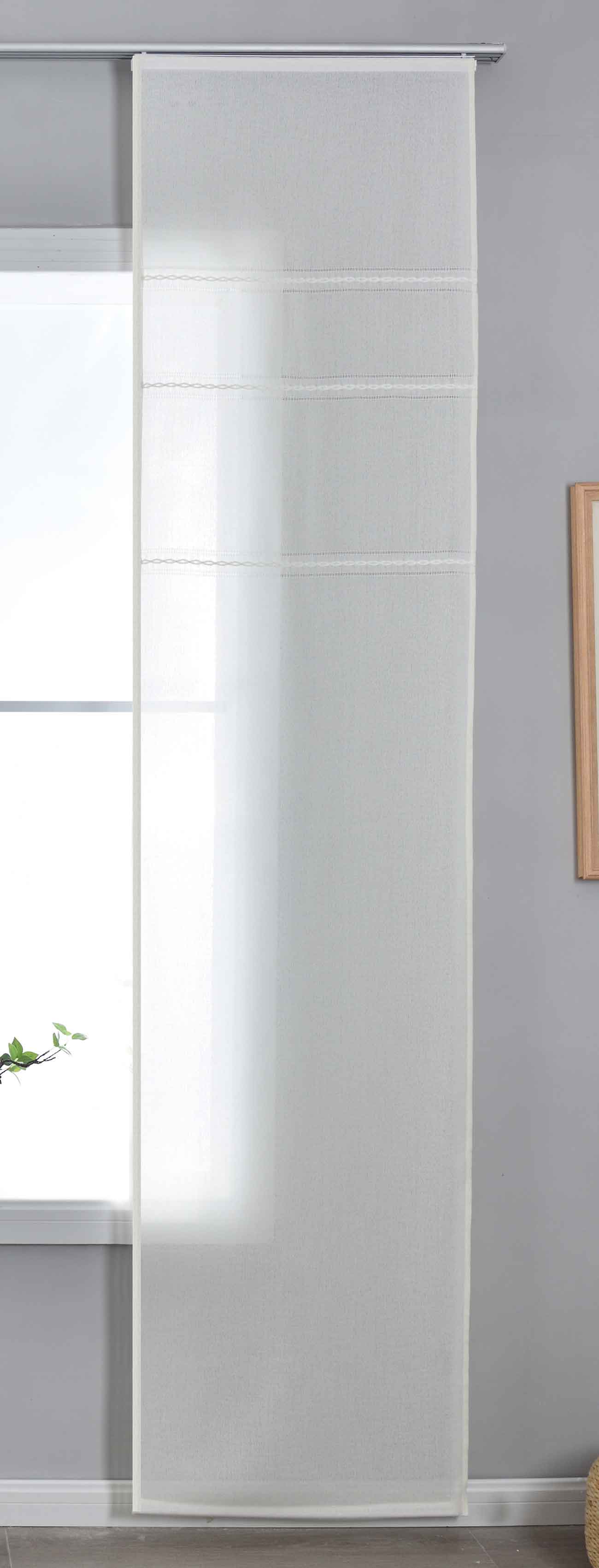 Halbtransparente Schiebegardine mit Paneelwagen »Leipzig« Kettenmuster lichtdurchlässig elegante Struktur 202450P Schiebegardine 202450Pnatur | Gardinenbox.de