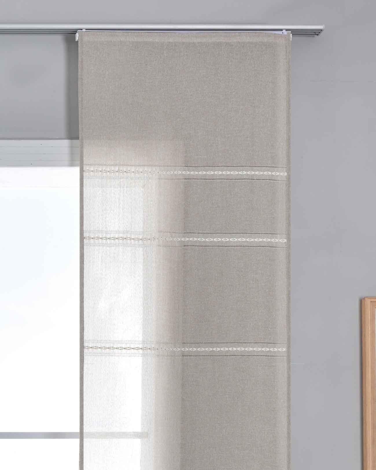 Halbtransparente Schiebegardine mit Paneelwagen »Leipzig« Kettenmuster lichtdurchlässig elegante Struktur 202450P Schiebegardine 202450Ptaupe | Gardinenbox.de
