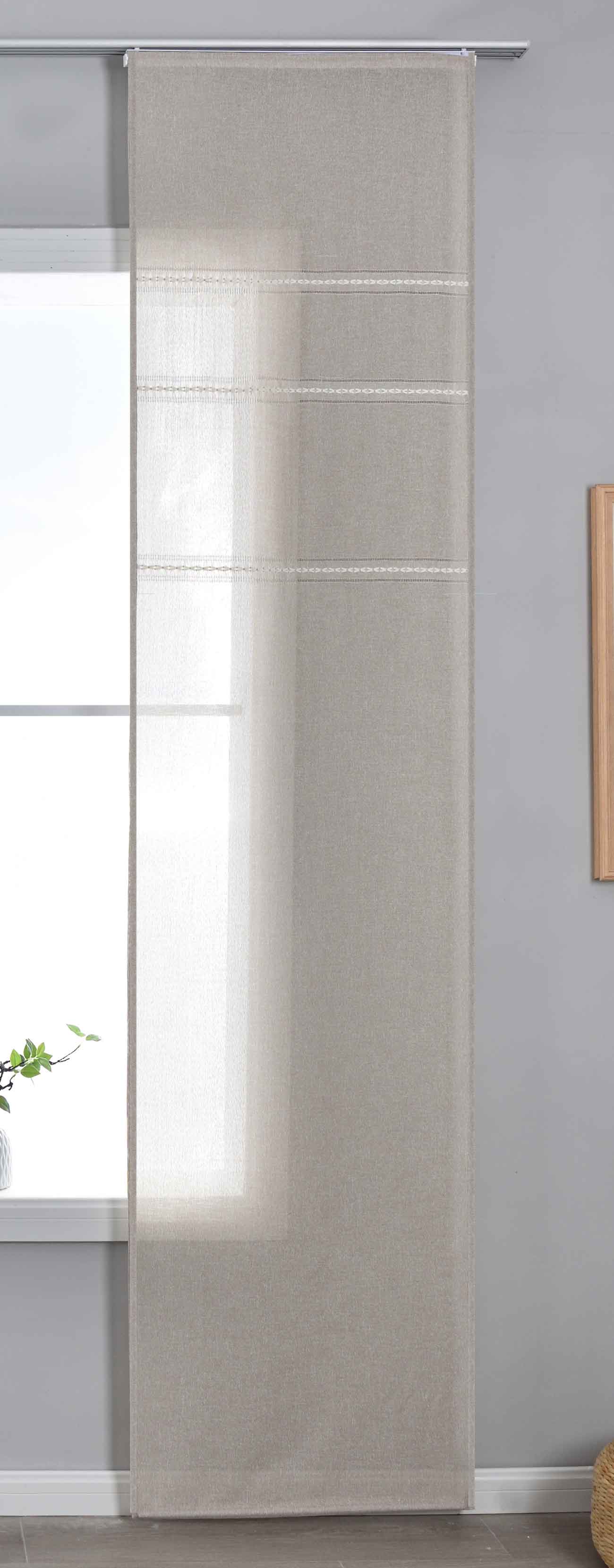 Halbtransparente Schiebegardine mit Paneelwagen »Leipzig« Kettenmuster lichtdurchlässig elegante Struktur 202450P Schiebegardine 202450Ptaupe | Gardinenbox.de