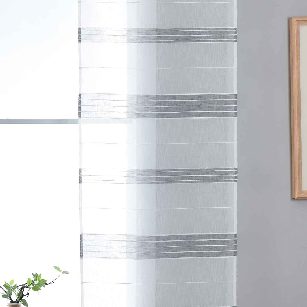 Halbtransparente Schiebegardine mit Paneelwagen »Frankfurt« Leinenbindung Linienmuster Formstabil Robust 202460P Grau Schiebegardine 202460Pgrau | Gardinenbox.de