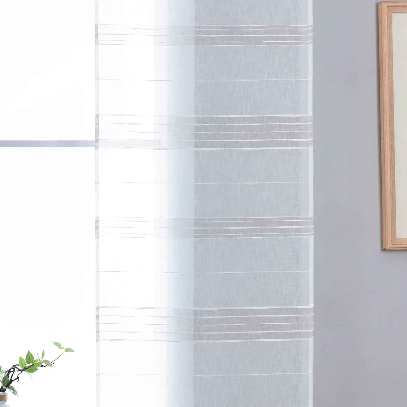 Halbtransparente Schiebegardine mit Paneelwagen »Frankfurt« Leinenbindung Linienmuster Formstabil Robust 202460P Taupe Schiebegardine 202460Ptaupe | Gardinenbox.de