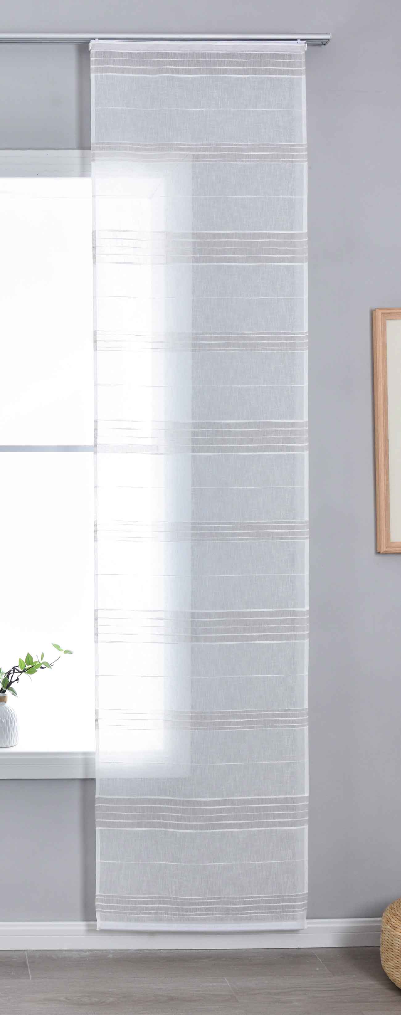 Halbtransparente Schiebegardine mit Paneelwagen »Frankfurt« Leinenbindung Linienmuster Formstabil Robust 202460P Taupe Schiebegardine 202460Ptaupe | Gardinenbox.de
