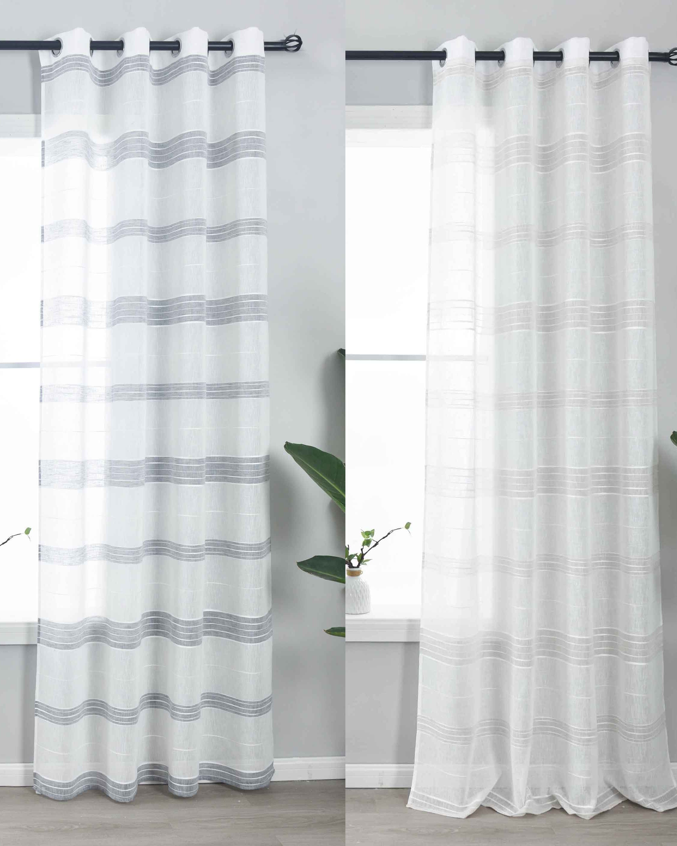 Halbtransparente Gardine mit Ösen »Frankfurt« Leinenbindung Robust Formstabil Linienmuster 202460 Gardinenschal 202460var | Gardinenbox.de