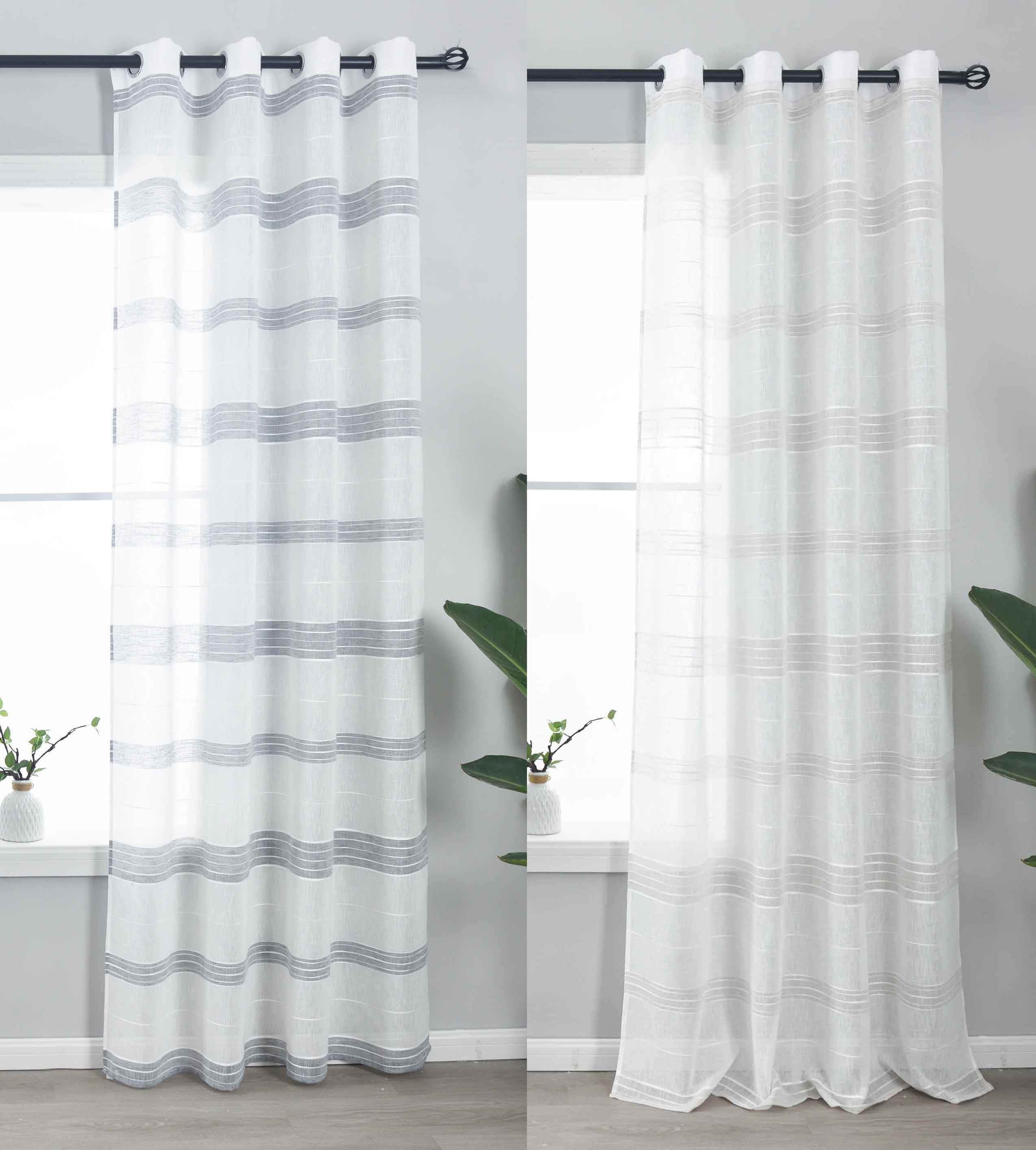 Halbtransparente Gardine mit Ösen »Frankfurt« Leinenbindung Robust Formstabil Linienmuster 202460 Gardinenschal 202460var | Gardinenbox.de