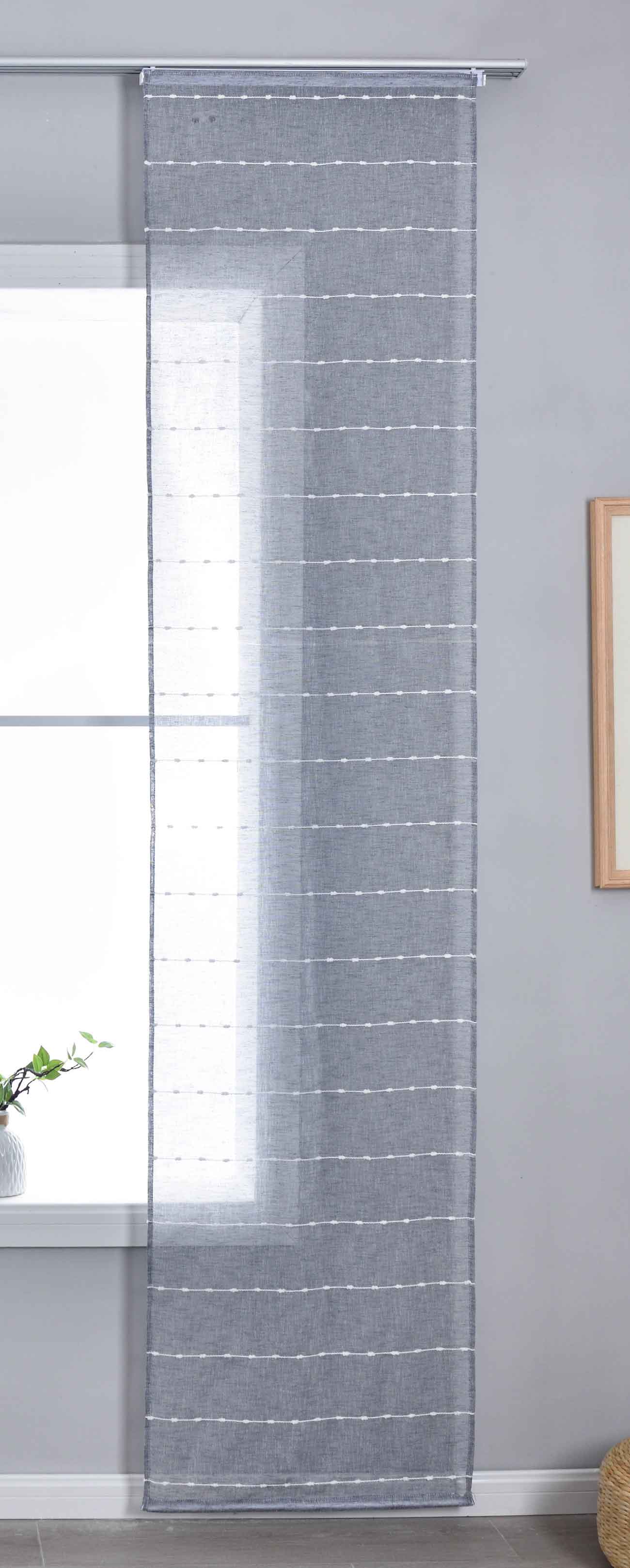 Halbtransparente Schiebegardine mit Paneelwagen »Kassel« Chenille Leinenbindung Streifen 202470P Schiebegardine 202470Pgrau | Gardinenbox.de