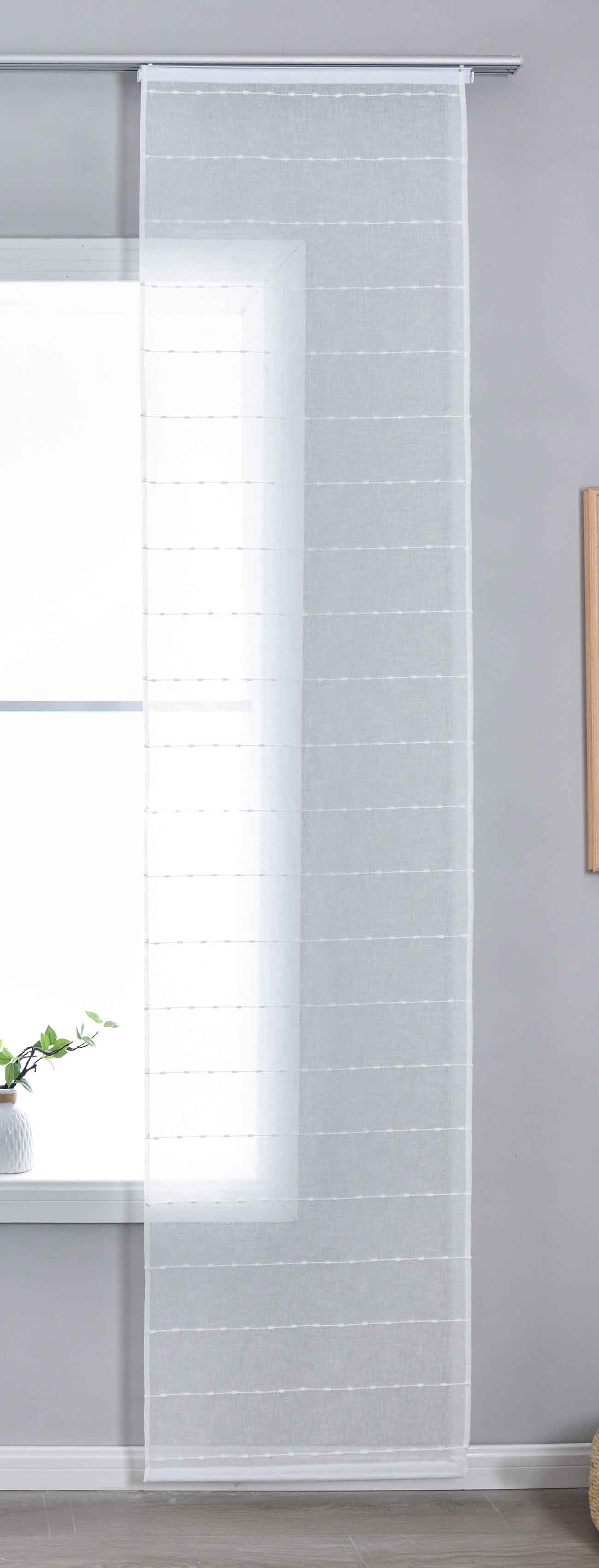 Halbtransparente Schiebegardine mit Paneelwagen »Kassel« Chenille Leinenbindung Streifen 202470P Natur Schiebegardine 202470Pnatur | Gardinenbox.de