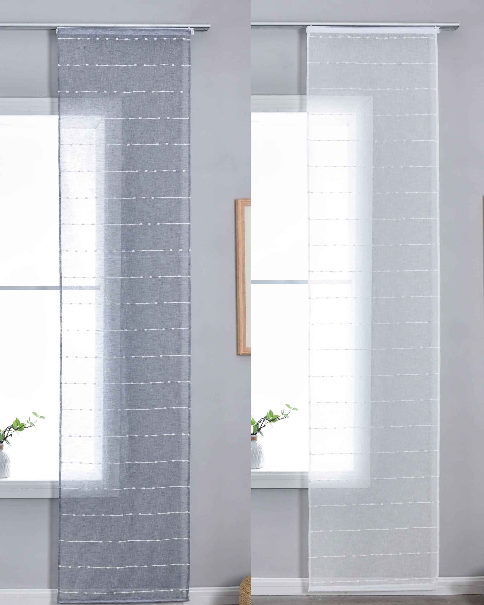 Halbtransparente Schiebegardine mit Paneelwagen »Kassel« Chenille Leinenbindung Streifen 202470P Schiebegardine 202470Pvar | Gardinenbox.de