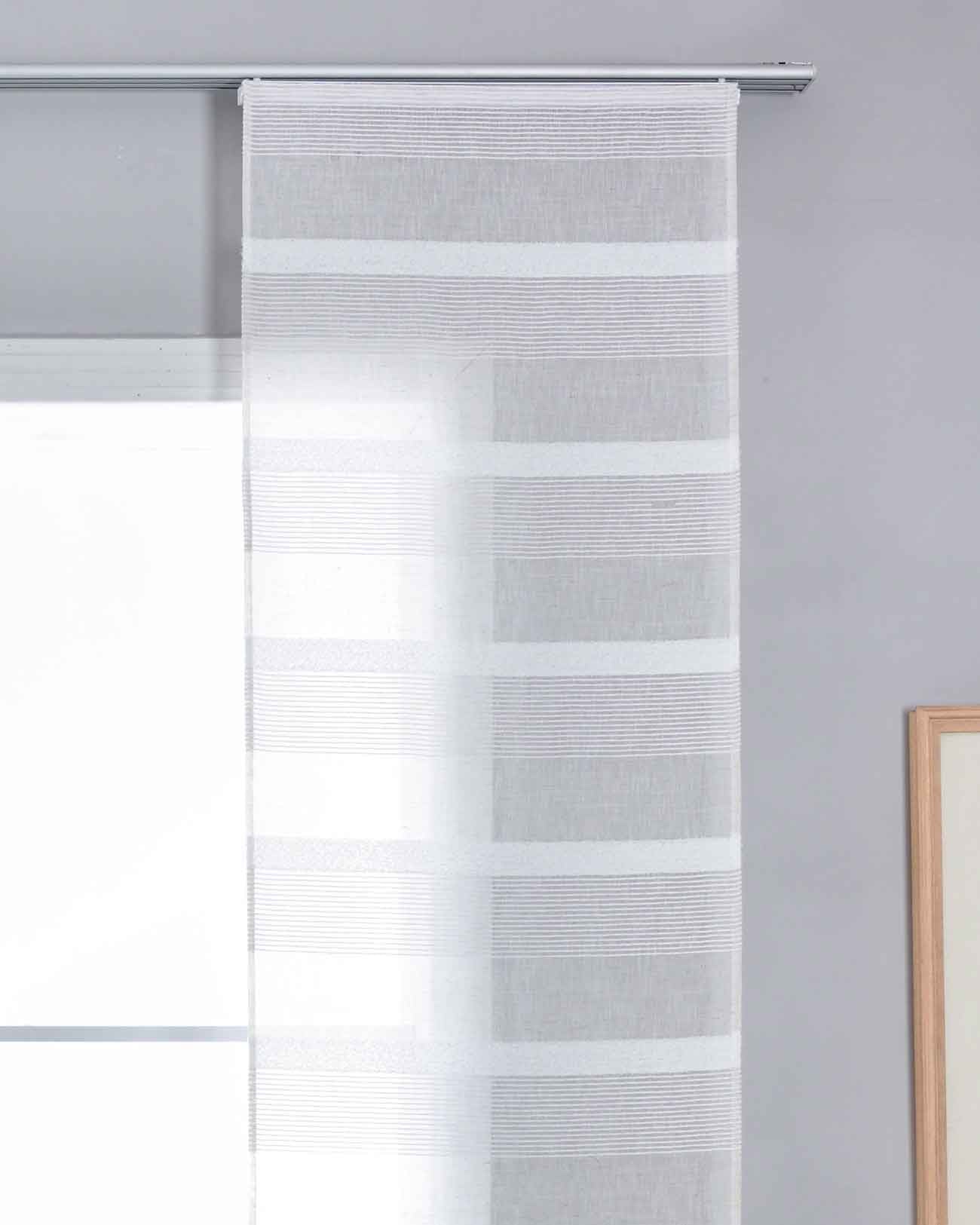 Halbtransparente Schiebegardine mit Paneelwagen HxB 245x60 cm Natur Meliert »Halle« Chenille Leinenbindung Lichtdurchlässig Halbtransparent 202480P Schiebegardine 202480Pweiss | Gardinenbox.de