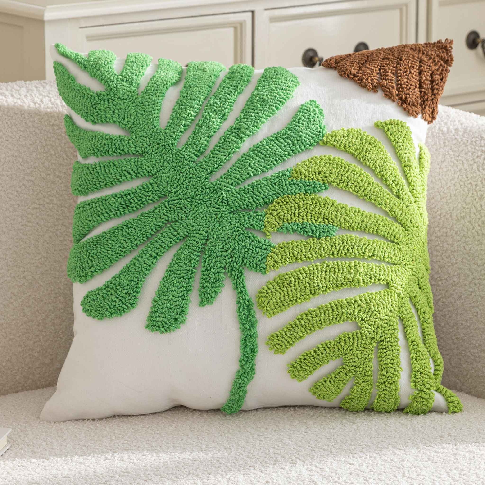 Kissenhülle »Cottbus« LxB 45x45 cm Grün Frottee-Stickerei 100% Baumwolle Monstera Blattmuster hochwertiger Leinenstoff 202490K Kissenhülle 202490Kgruen | Gardinenbox.de