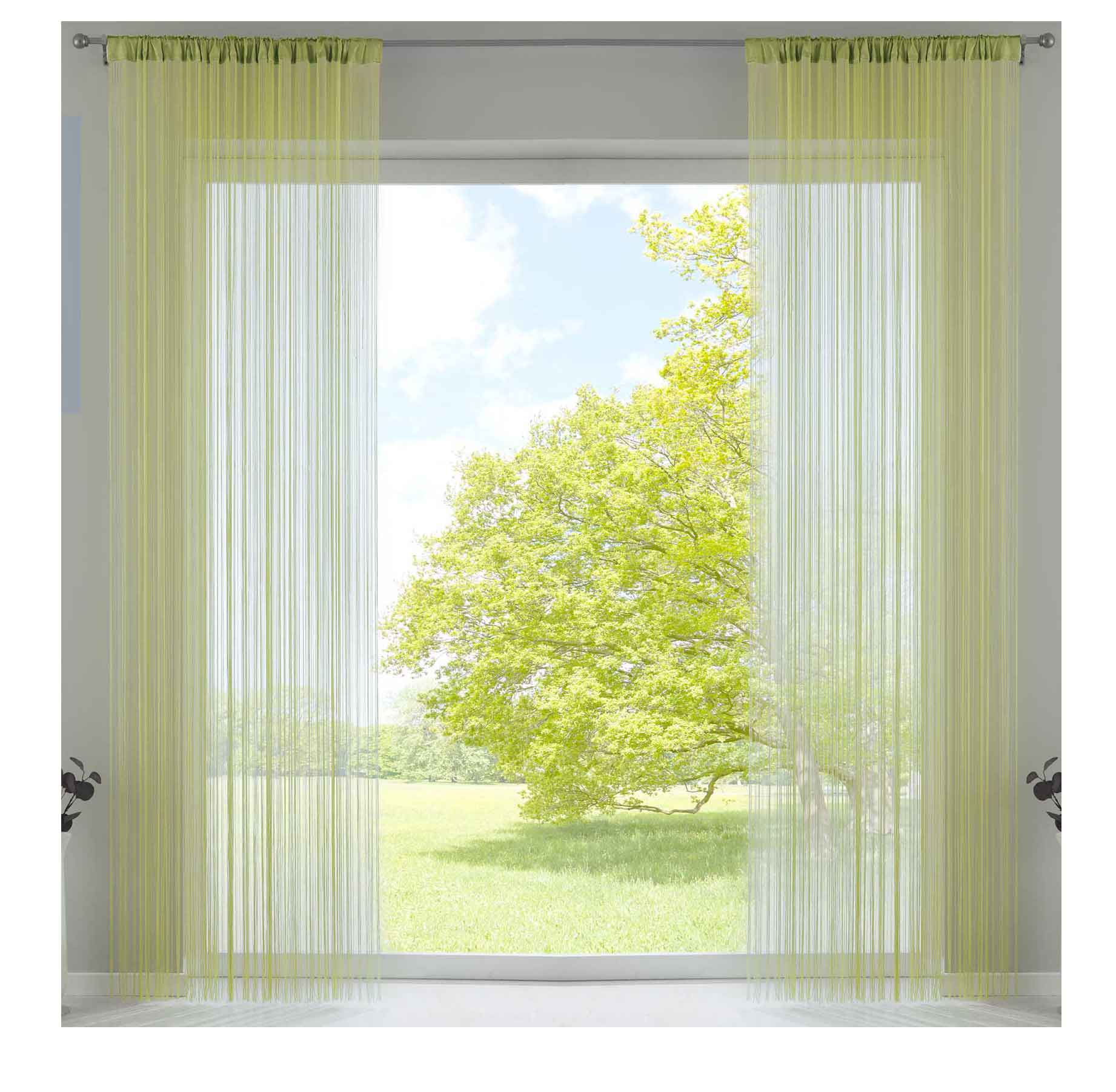 2er Set Fadengardine mit Tunneldurchzug und eingenähtem Kräuselband, geeignet für Gardinenstangen und Gardinenschienen Fadenvorhänge Fadenstores Raumteiler 20303CN2 Fadengardine 20303CN2apfelgruen-crop | Gardinenbox.de